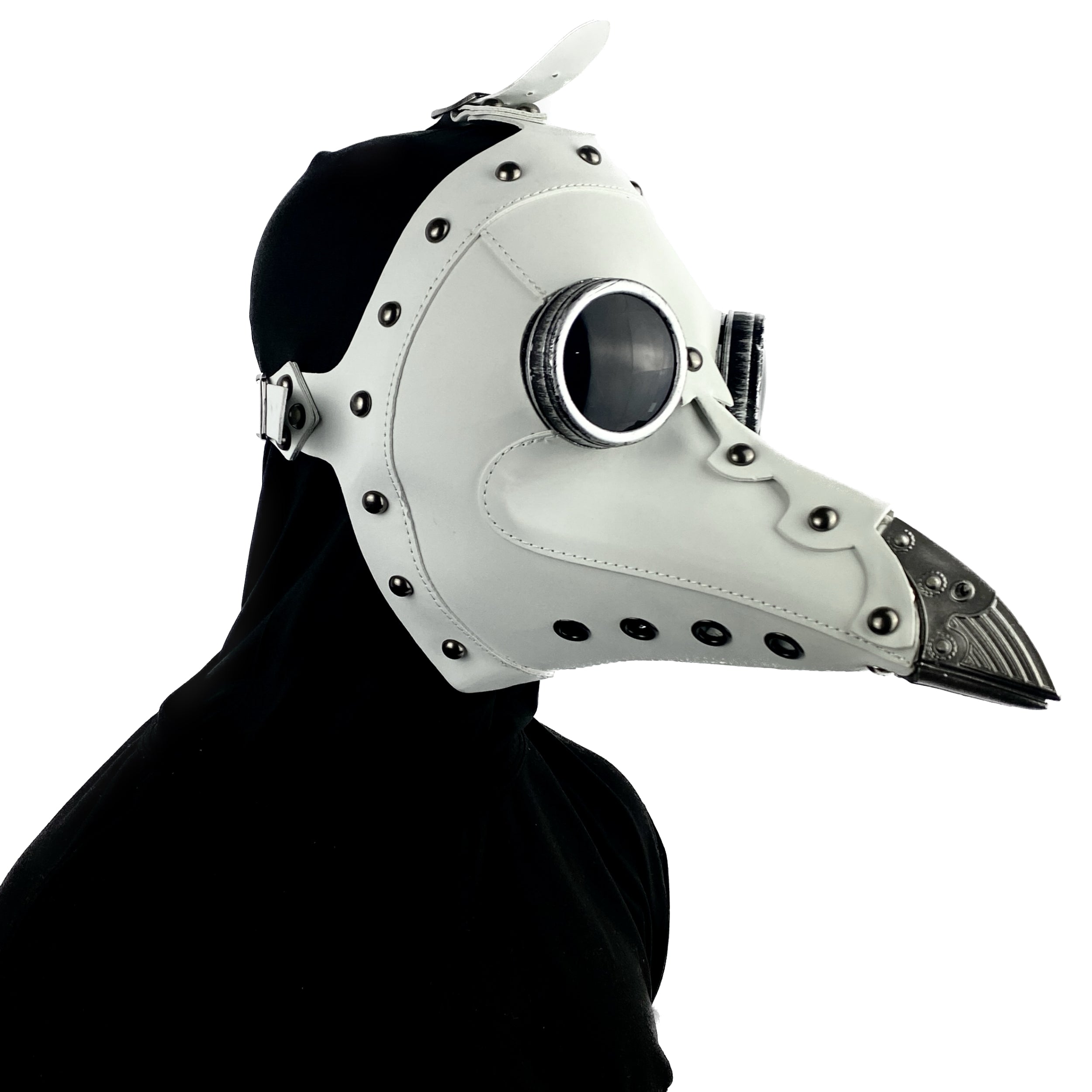 White Steampunk Plague Doctor Mask, Long Nose Bird Beek Costume Masquerade Party Masks For Halloween