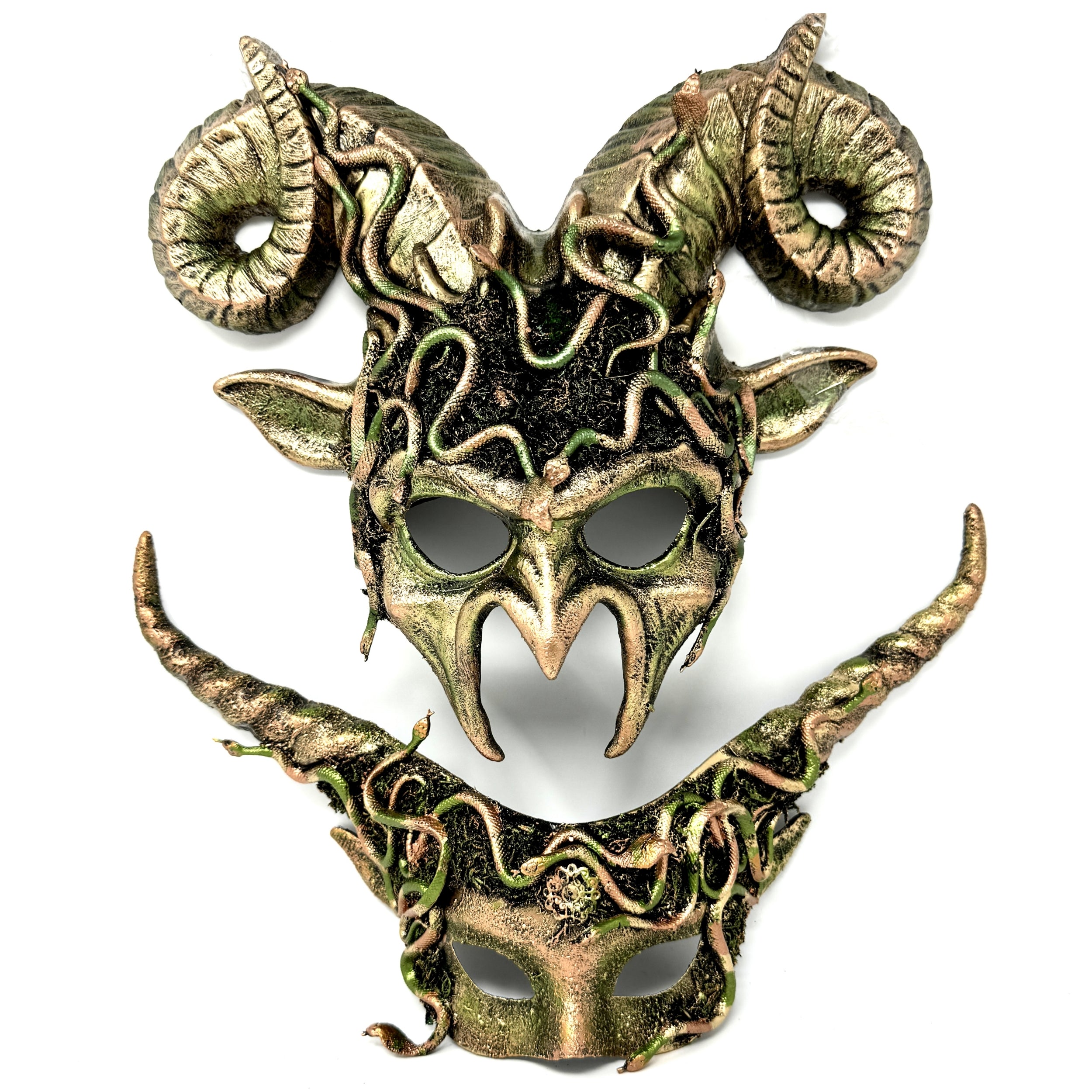Couples Masquerade Masks, Men Women Devil Demon Goat Horn Costume Party Mask For Halloween Cosplay
