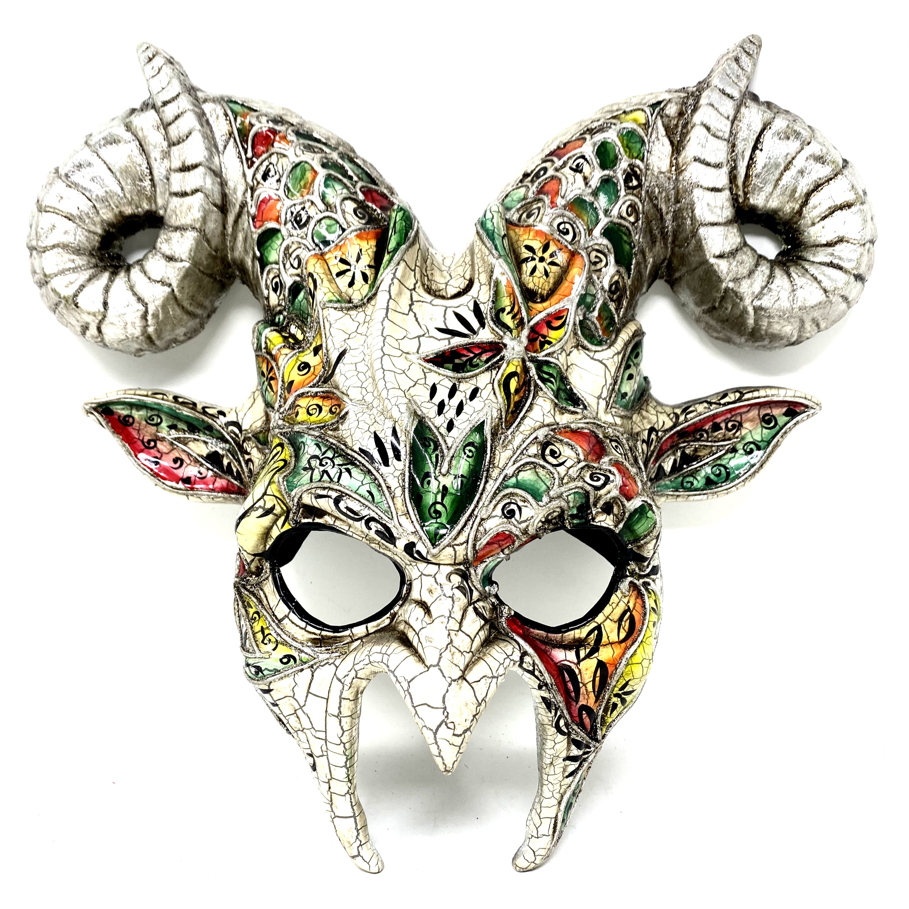 Silver Krampus Ram Horn Goat Masquerade Devil Party Mask Demon Costume For Halloween