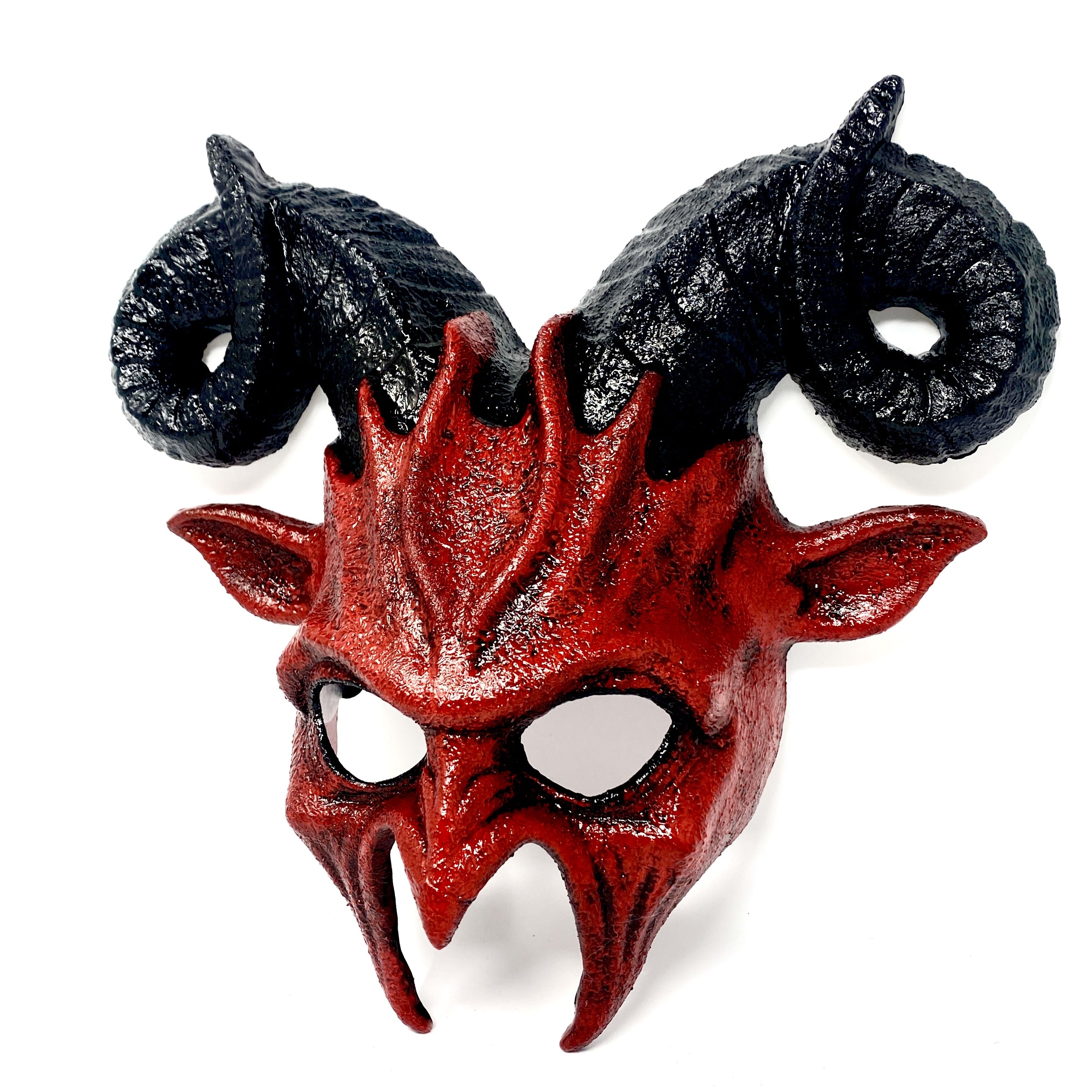 Red Krampus Ram Horn Goat Masquerade Devil Party Mask Demon Costume For Halloween
