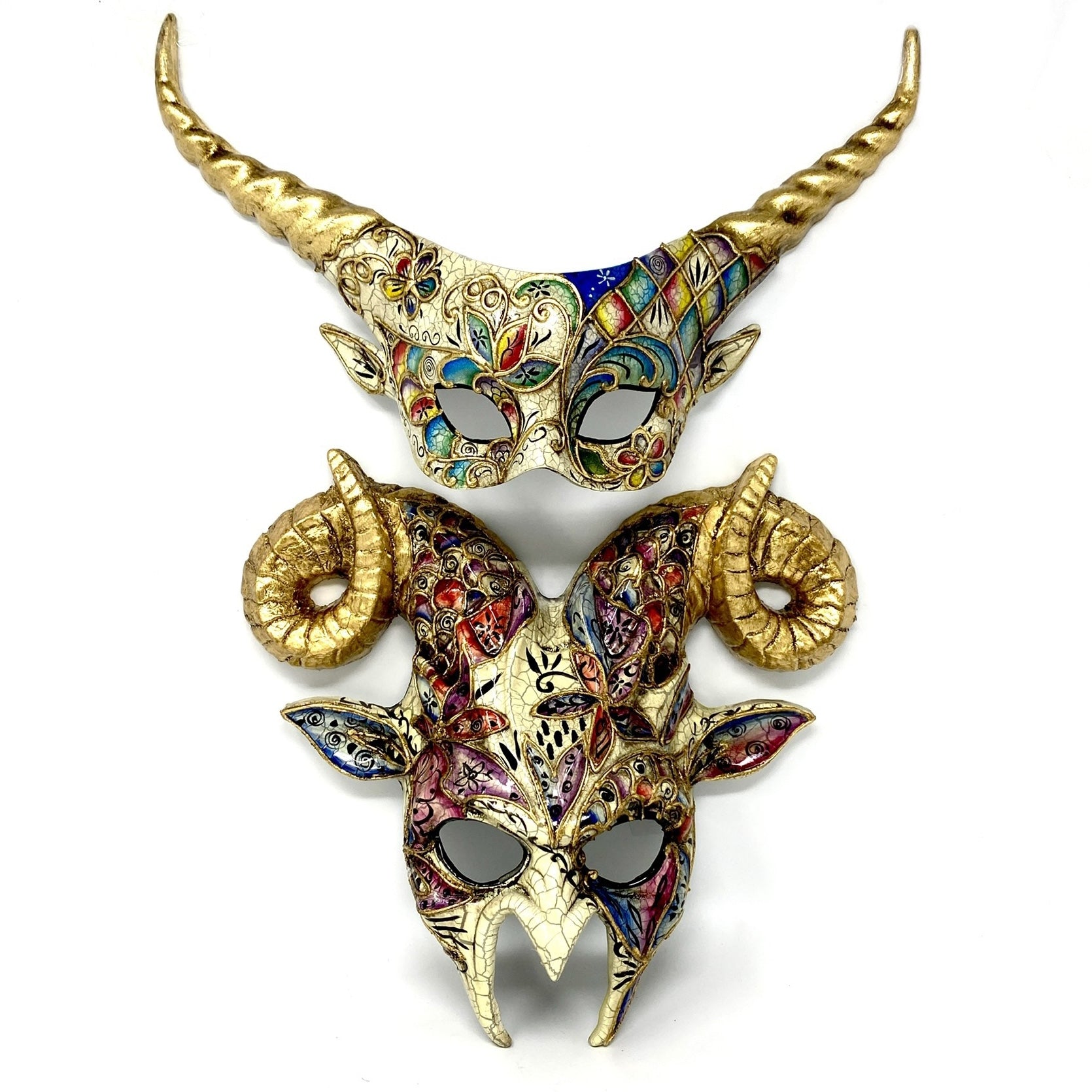 Couples Masquerade Masks, Men Women Devil Demon Goat Horn Costume Party Mask For Halloween Cosplay