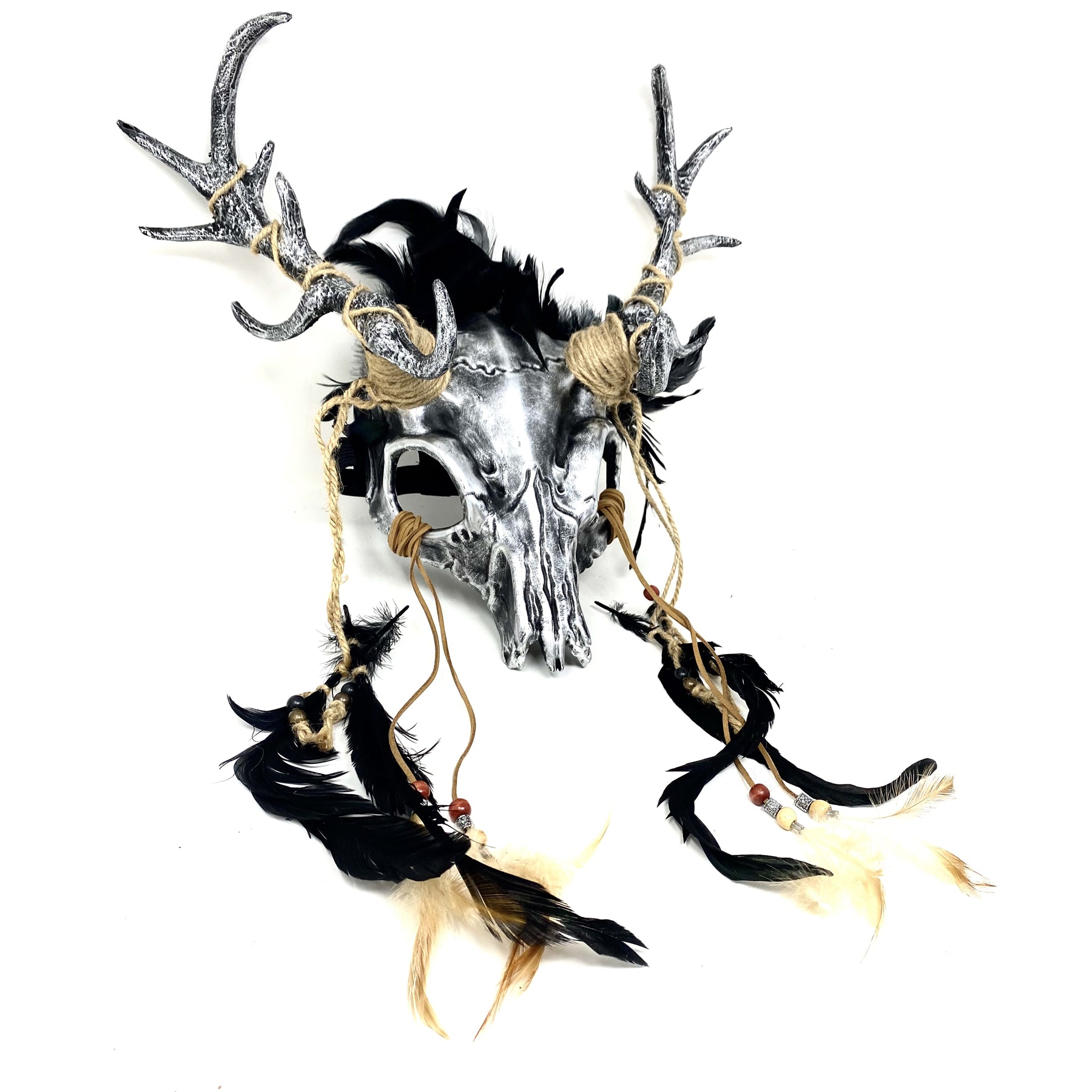 Silver Krampus Ram Goat Horns Devil Halloween Masquerade Party Mask