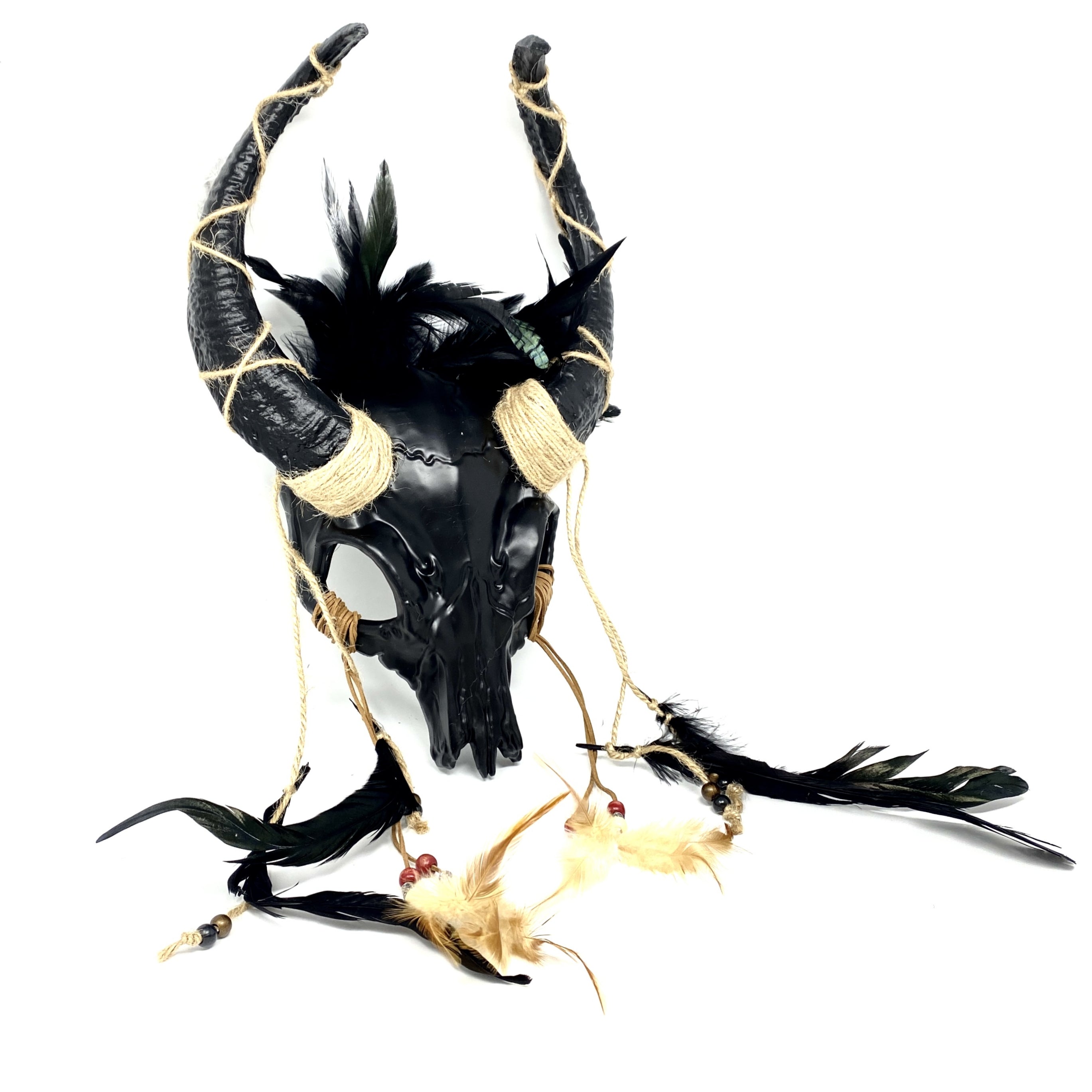 Black Krampus Ram Goat Horns Devil Halloween Masquerade Party Mask