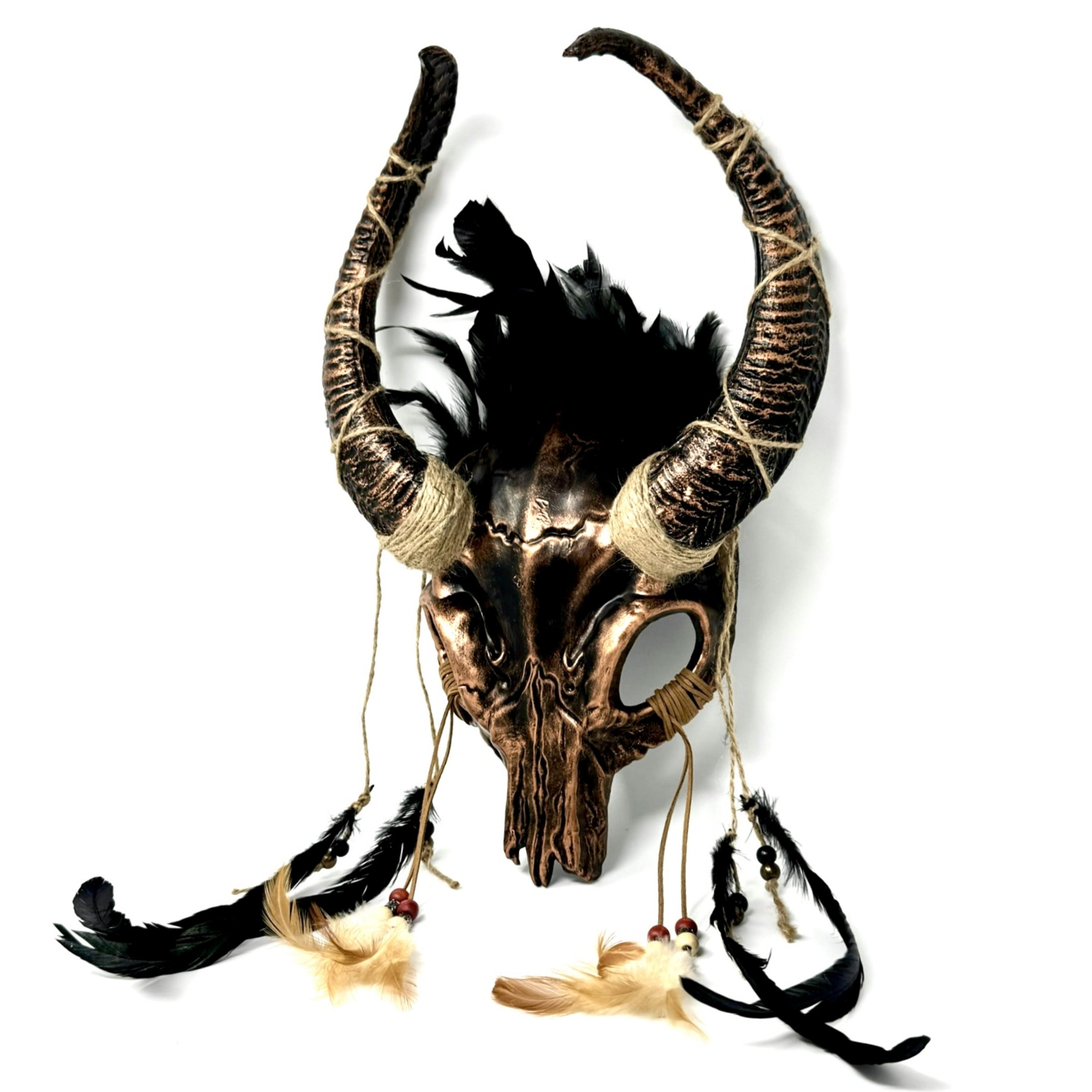 Bronze Krampus Ram Goat Horns Devil Halloween Masquerade Party Mask
