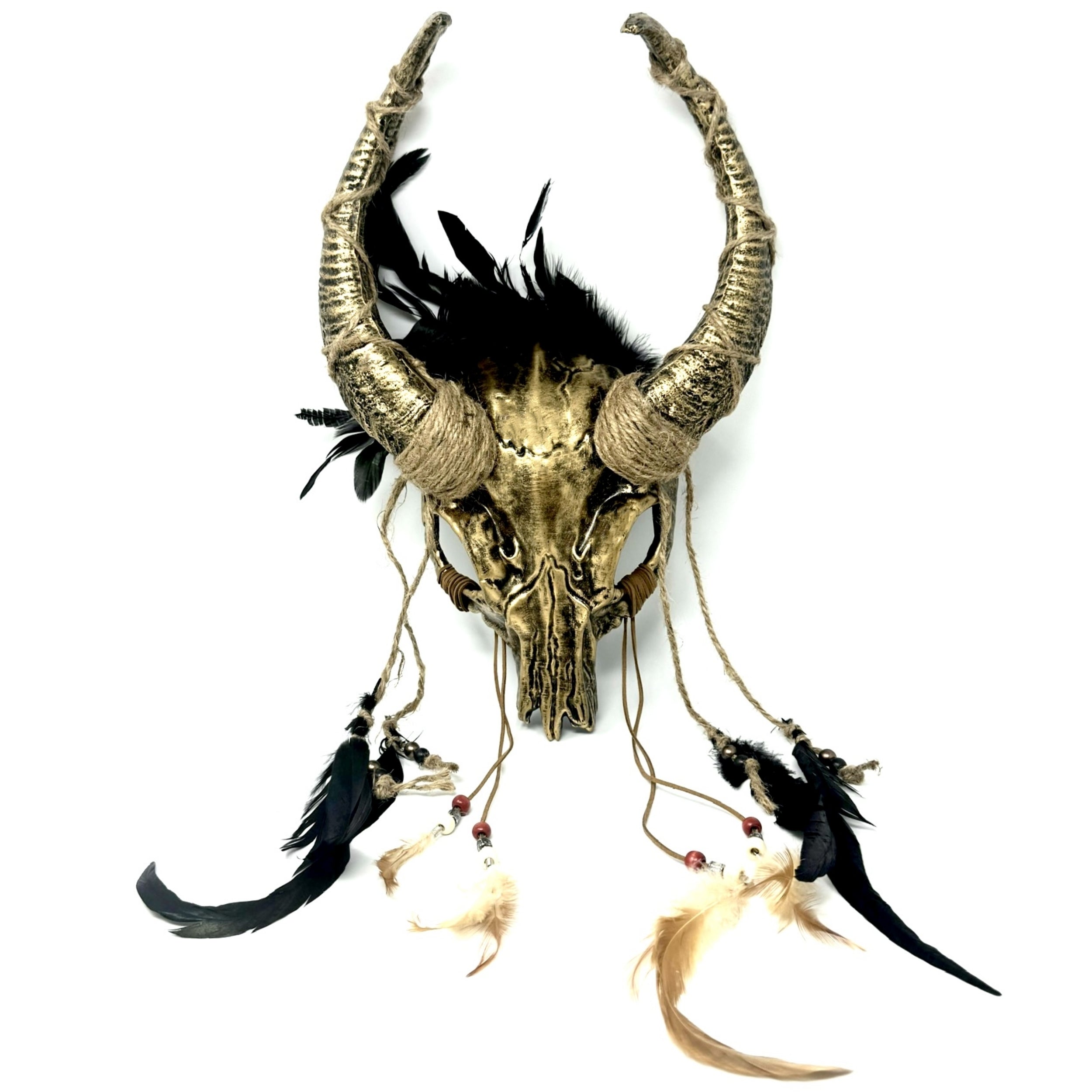 Gold Krampus Ram Goat Horns Devil Halloween Masquerade Party Mask