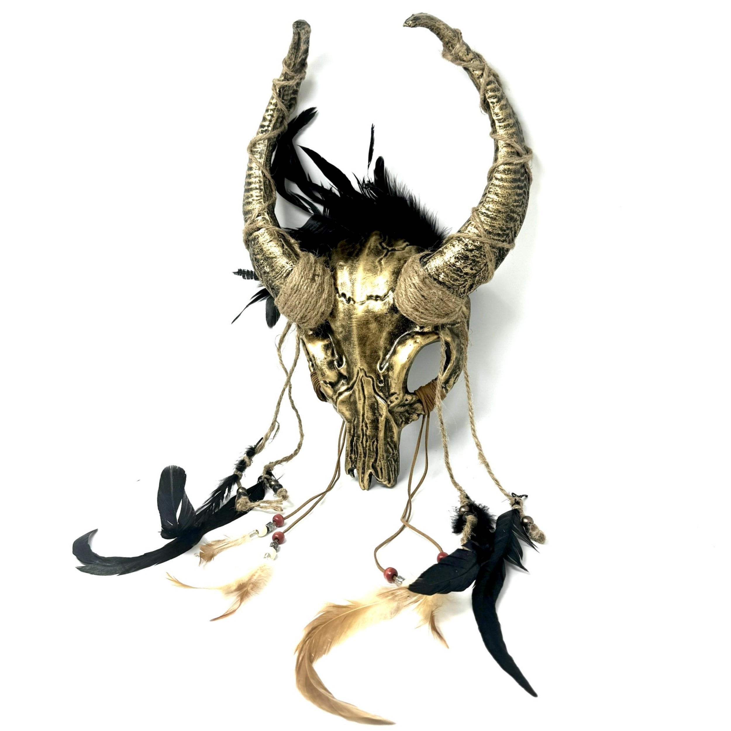 Gold Krampus Ram Goat Horns Devil Halloween Masquerade Party Mask