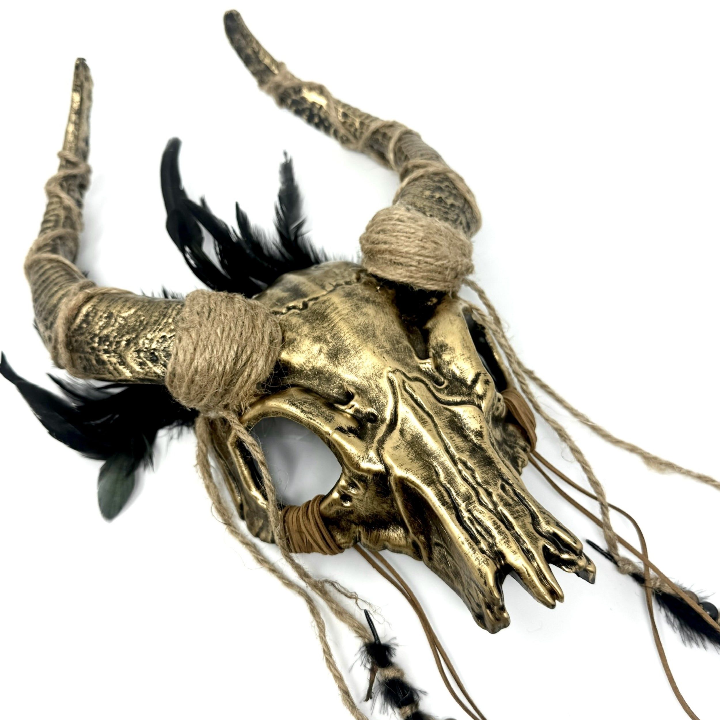 Gold Krampus Ram Goat Horns Devil Halloween Masquerade Party Mask