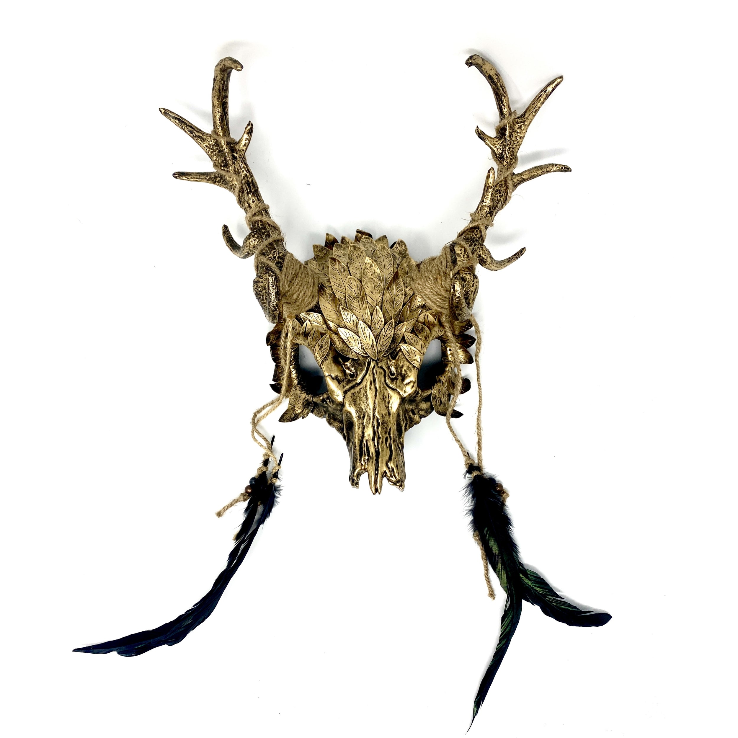 Gold Krampus Ram Goat Horns Devil Halloween Masquerade Party Mask