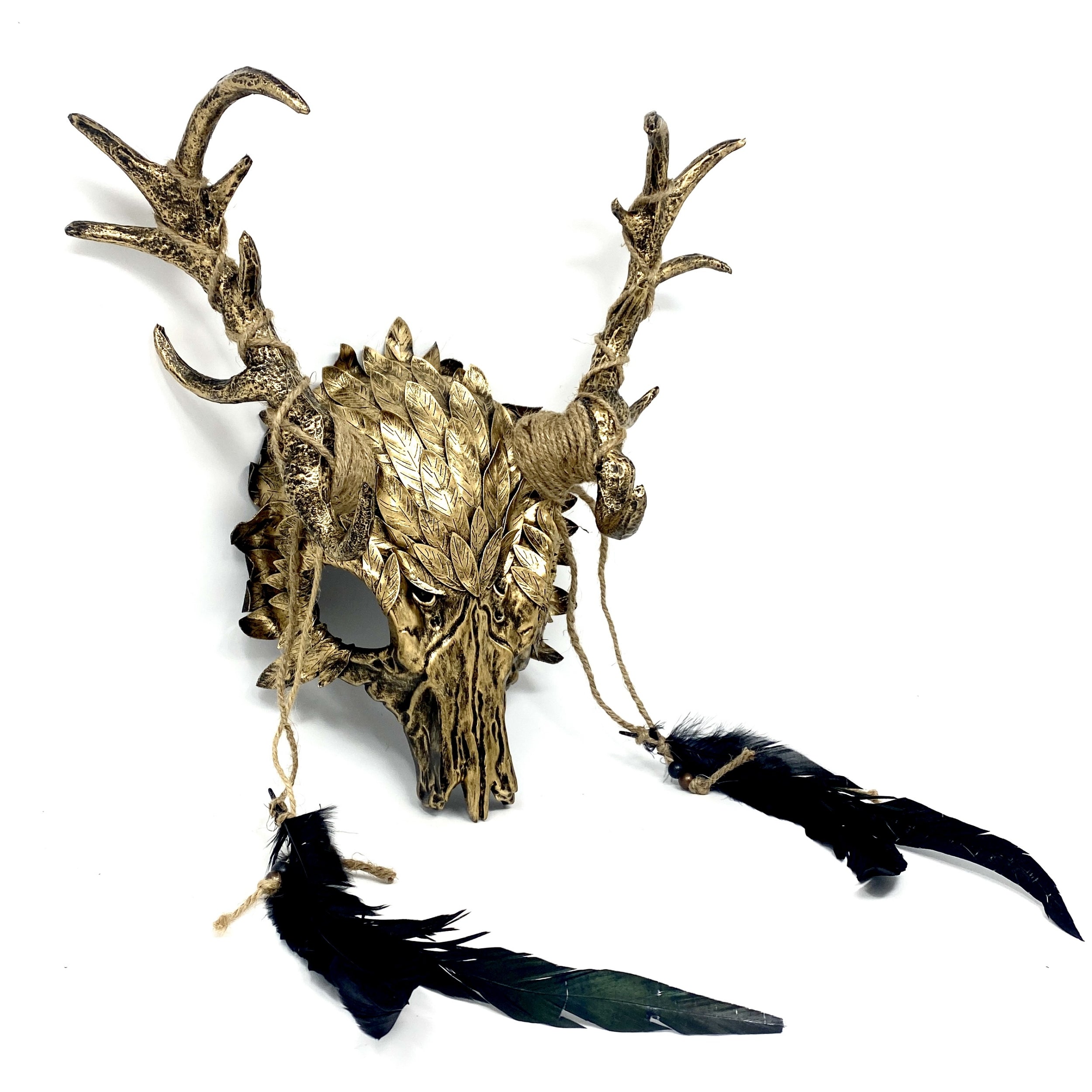 Gold Krampus Ram Goat Horns Devil Halloween Masquerade Party Mask