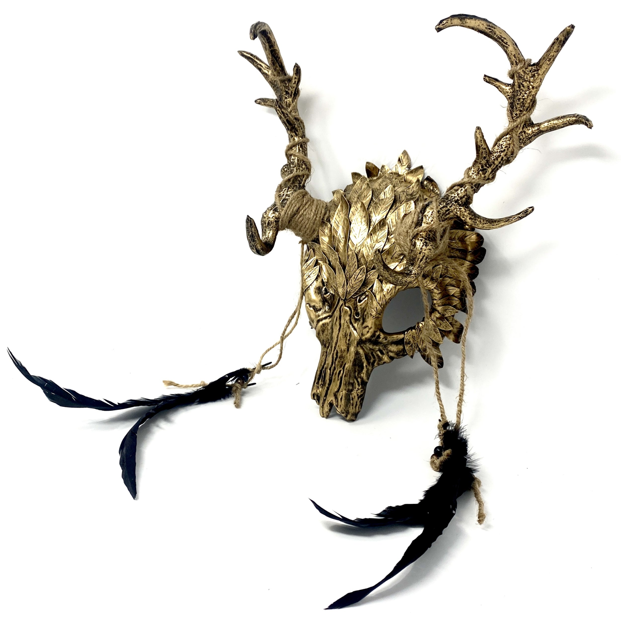 Gold Krampus Ram Goat Horns Devil Halloween Masquerade Party Mask