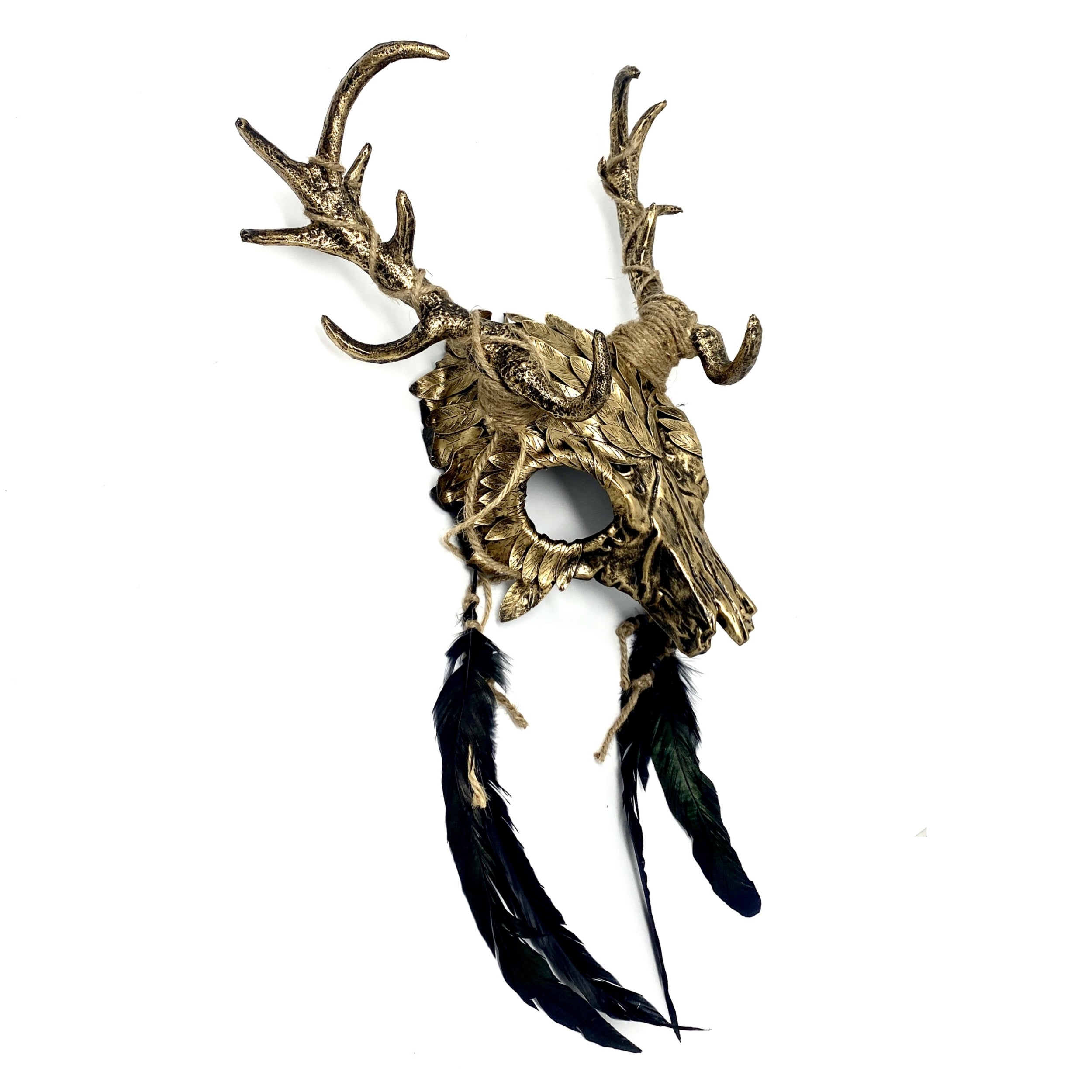 Gold Krampus Ram Goat Horns Devil Halloween Masquerade Party Mask