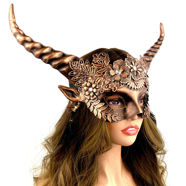 Ram Skull Horns Steampunk Costume Hat Headpiece Top Hat