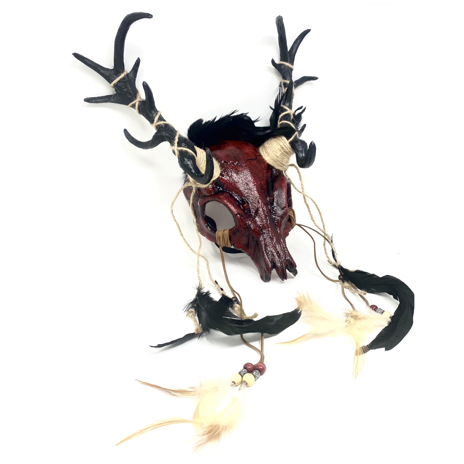 Red Krampus Ram Goat Horns Devil Halloween Masquerade Party Mask