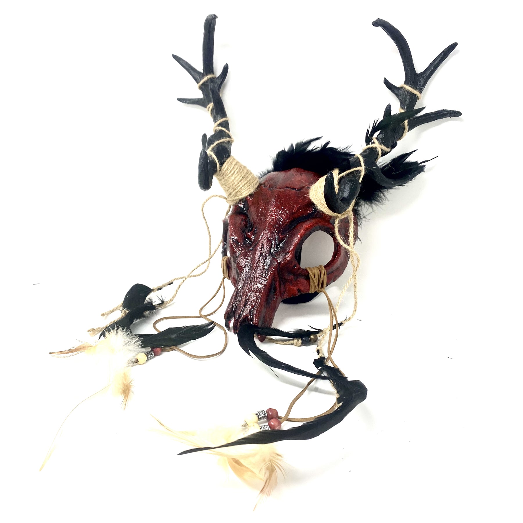 Red Krampus Ram Goat Horns Devil Halloween Masquerade Party Mask