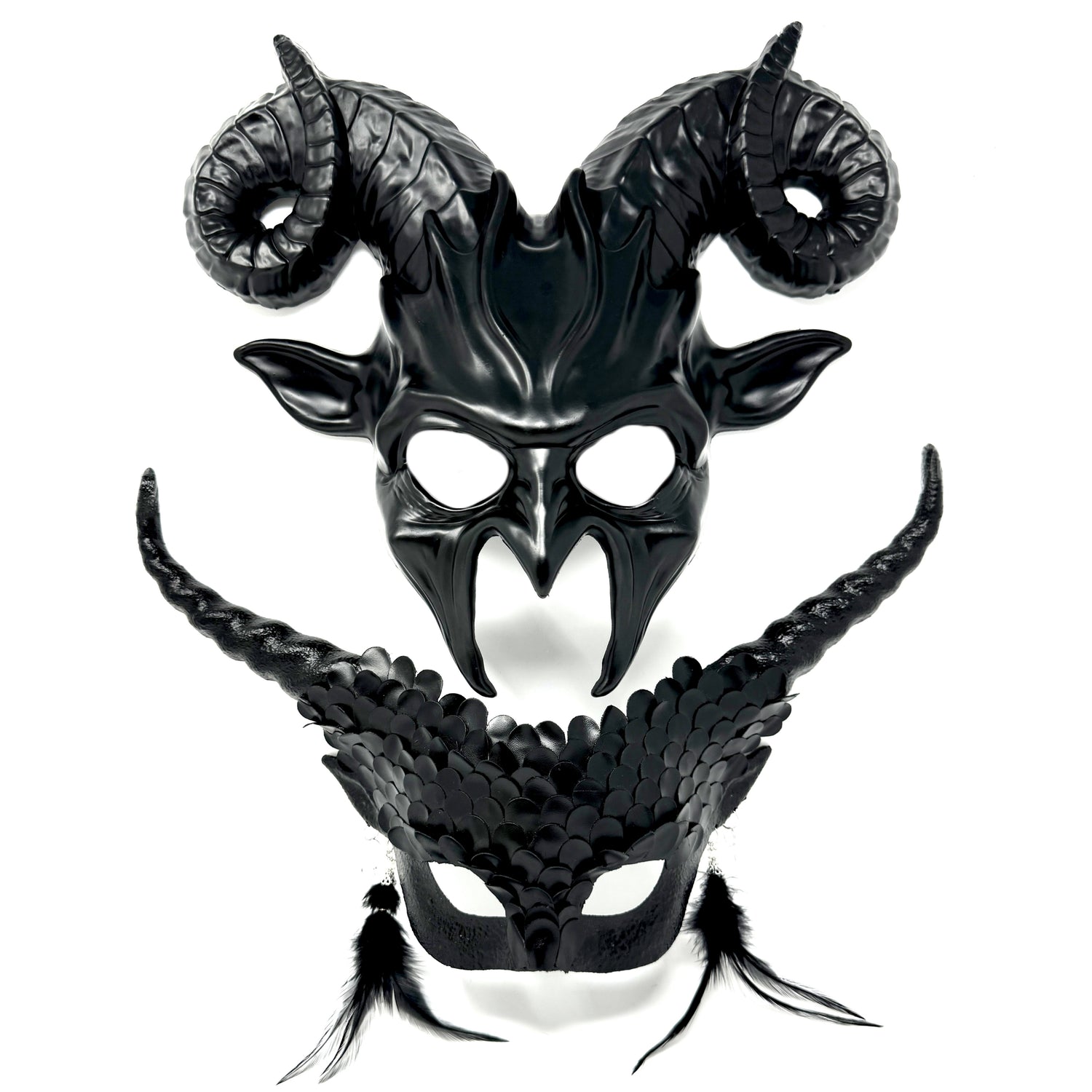 Couples Masquerade Masks, Men Women Devil Demon Goat Horn Costume Party Mask For Halloween Cosplay