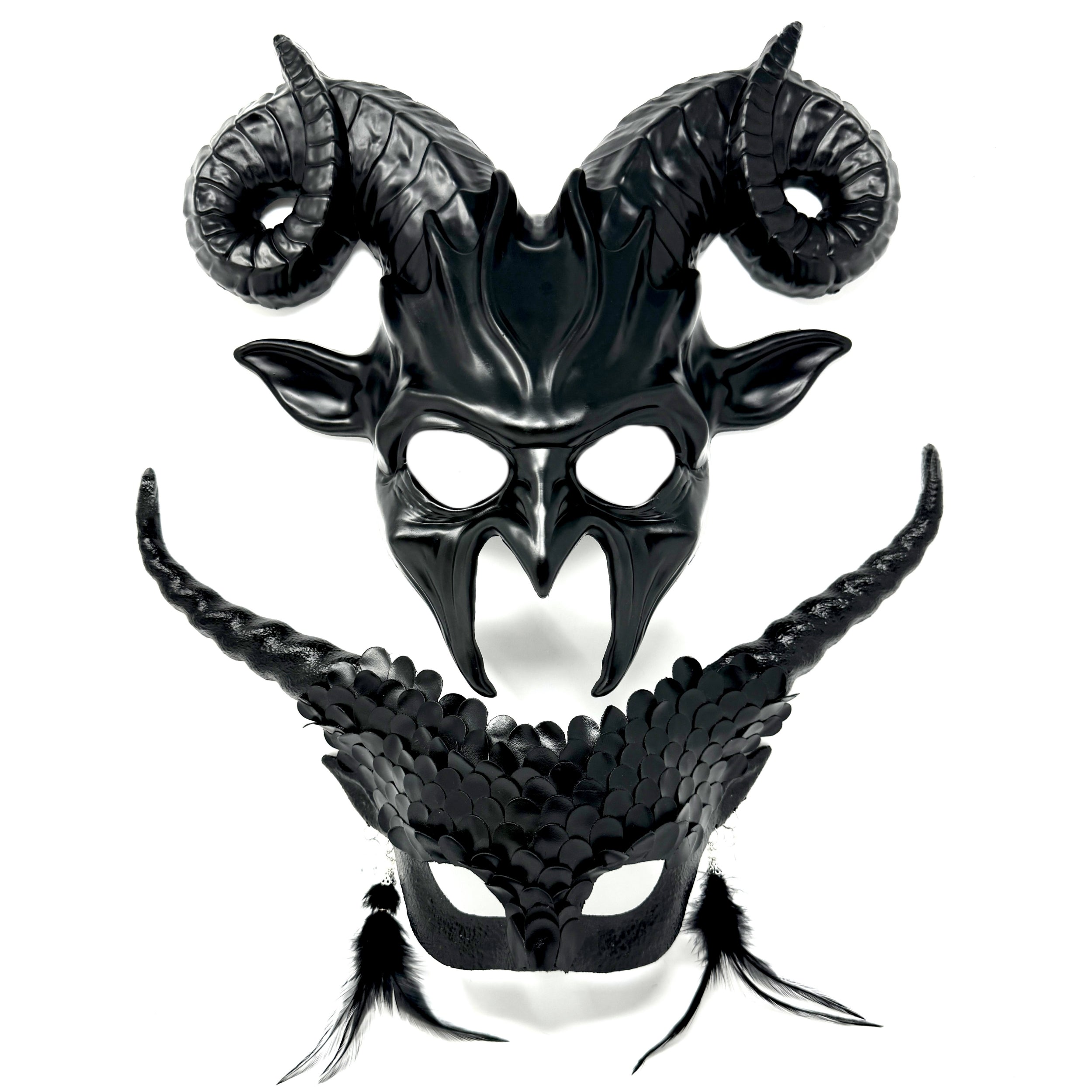Couples Masquerade Masks, Men Women Devil Demon Goat Horn Costume Party Mask For Halloween Cosplay