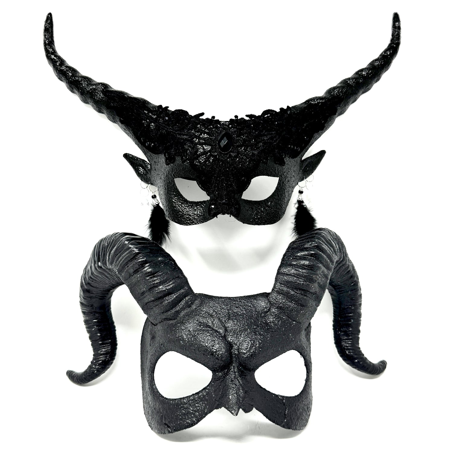 Couples Masquerade Masks, Men Women Devil Demon Goat Horn Costume Party Mask For Halloween Cosplay