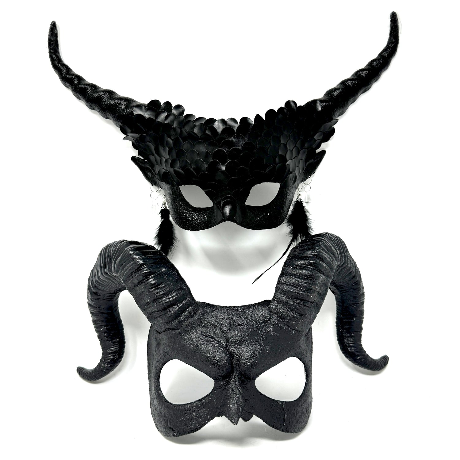 Couples Masquerade Masks, Men Women Devil Demon Goat Horn Costume Party Mask For Halloween Cosplay