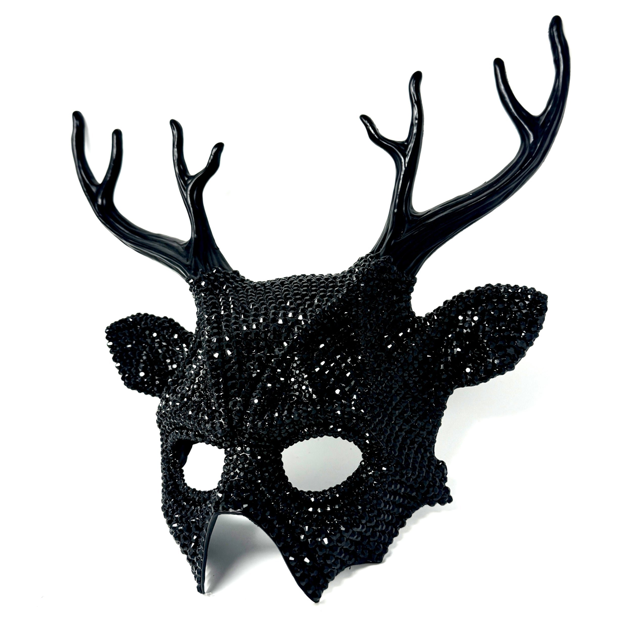 Fully Rhinestone Krampus Ram Goat Demon Mask with Horns Devil Halloween Masquerade Party Masks