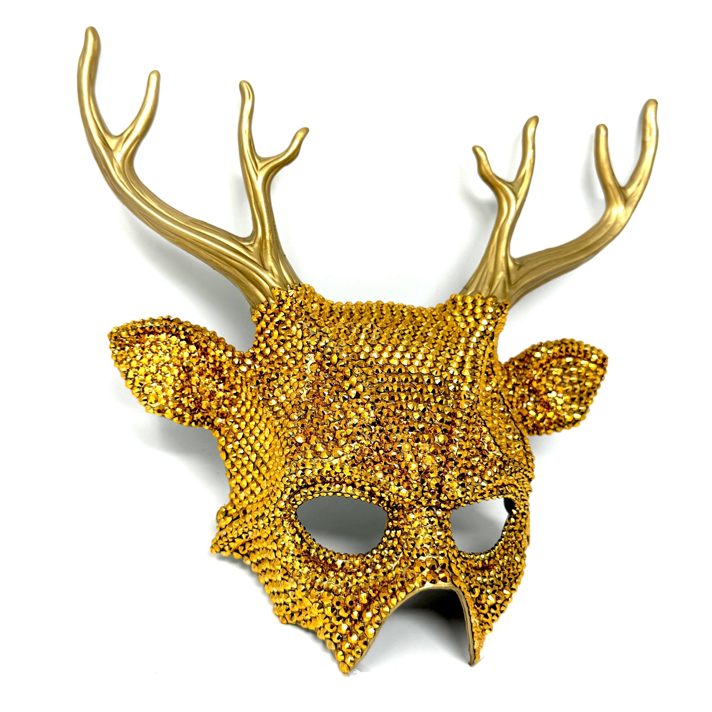 Fully Rhinestone Krampus Ram Goat Demon Mask with Horns Devil Halloween Masquerade Party Masks