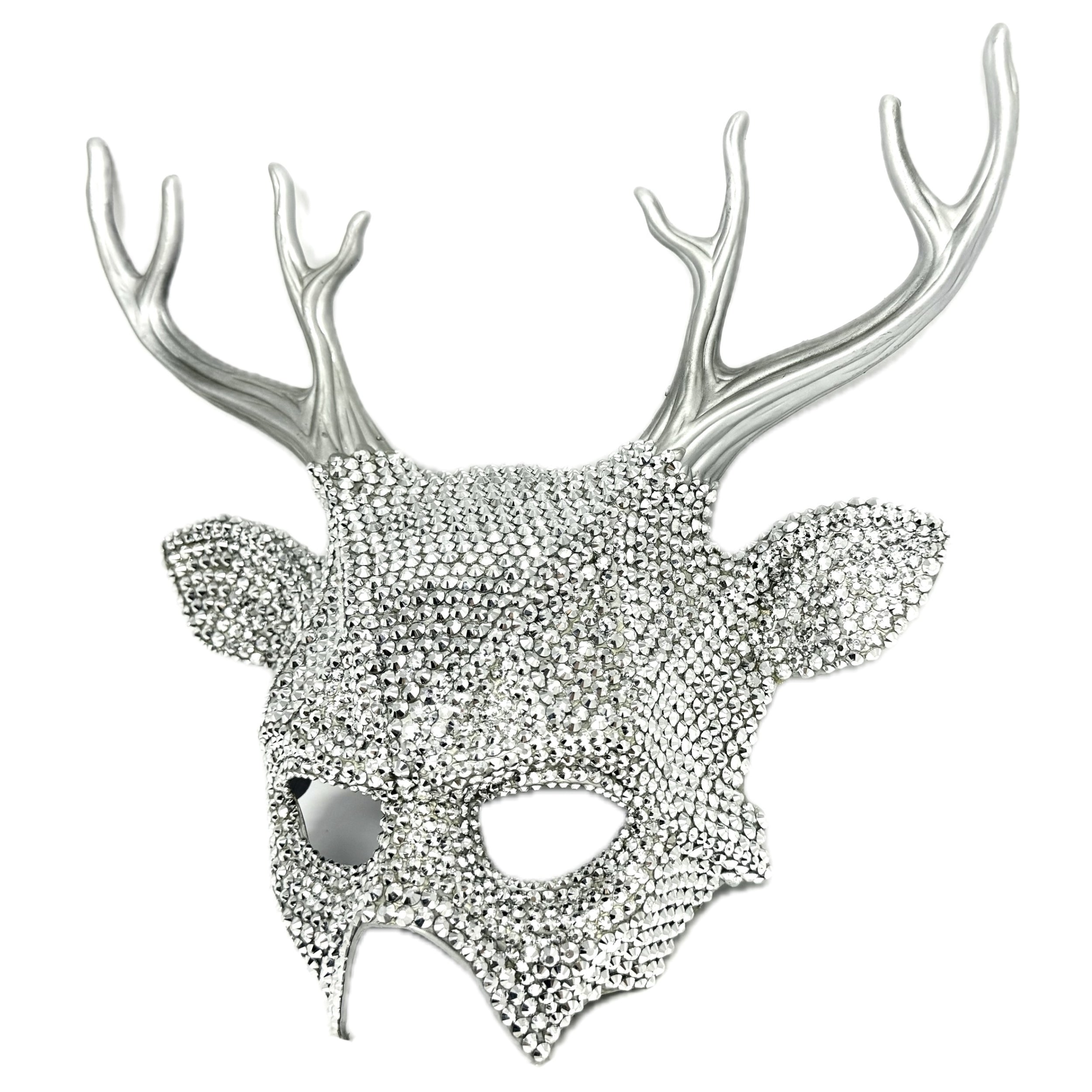 Fully Rhinestone Krampus Ram Goat Demon Mask with Horns Devil Halloween Masquerade Party Masks