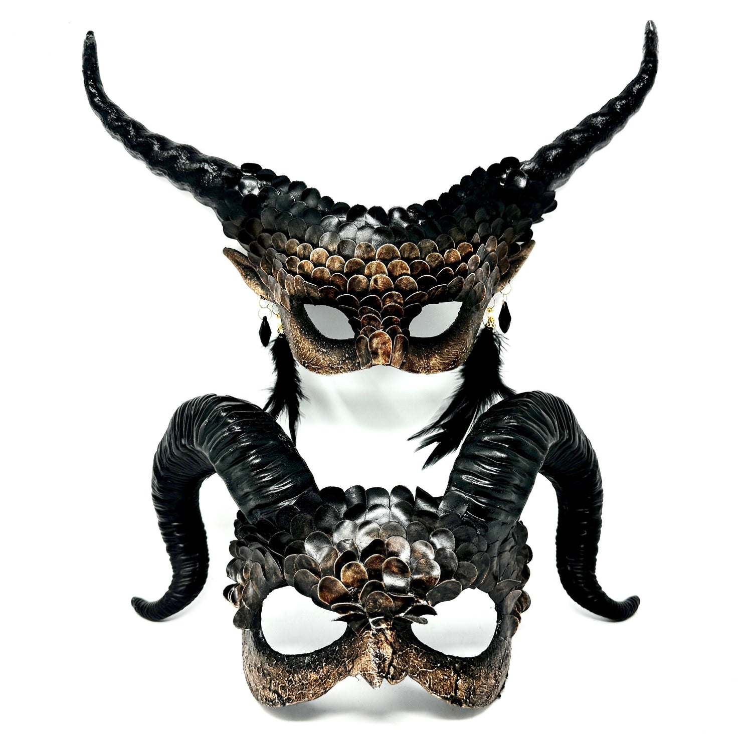 Couples Masquerade Masks, Men Women Devil Demon Goat Horn Costume Party Mask For Halloween Cosplay