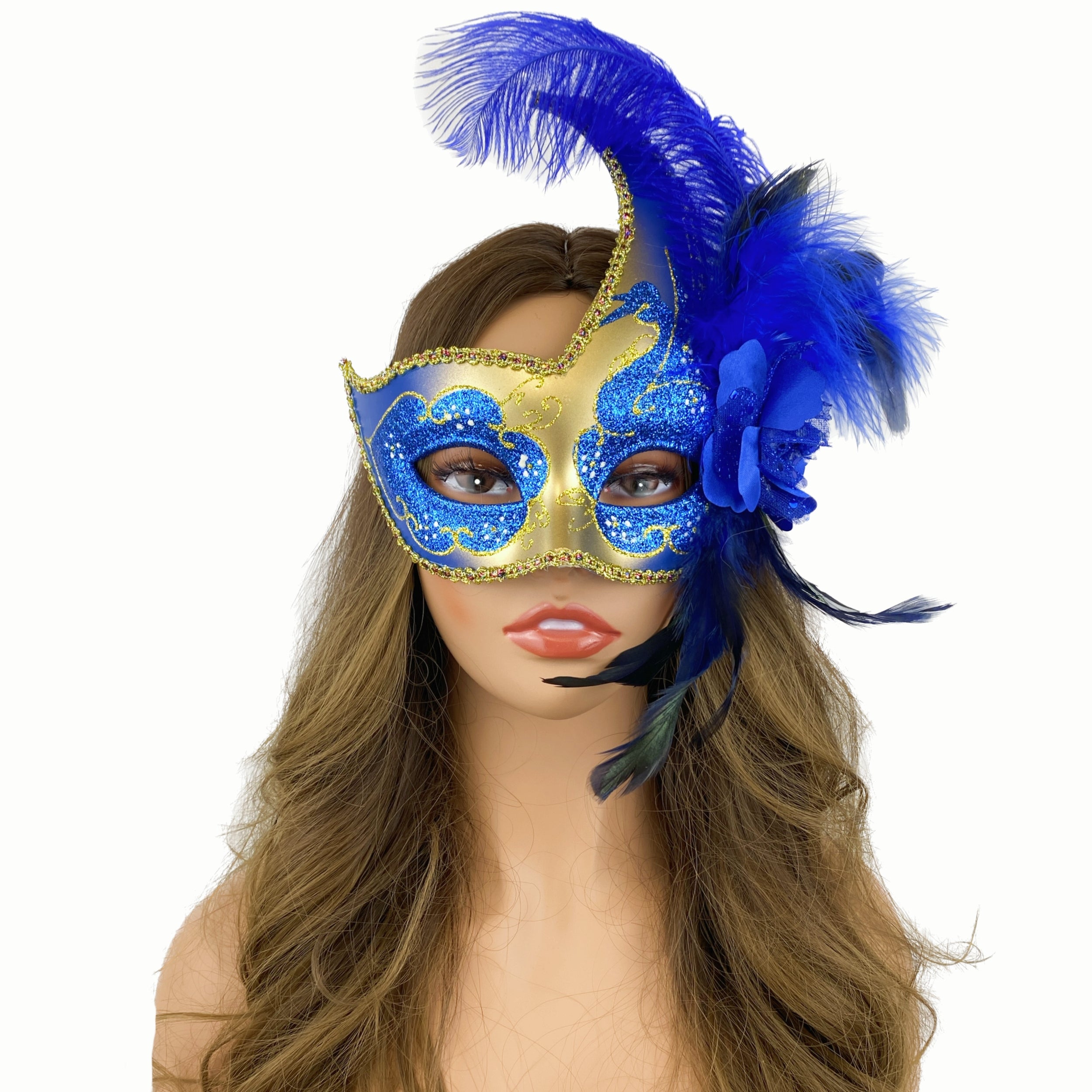Women Costume Venetian Feather Masquerade Party Mask For Mardi Gras , Halloween