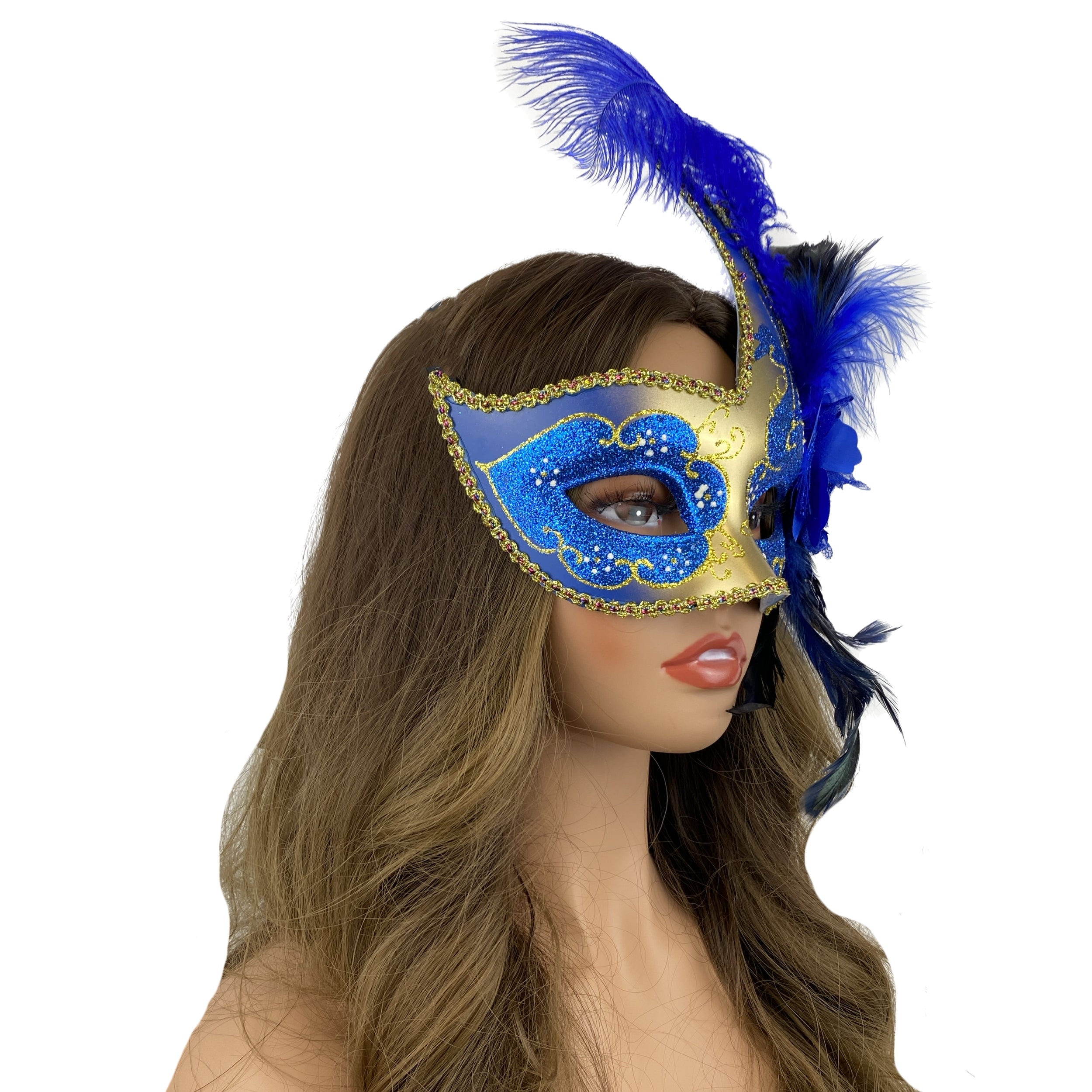 Women Costume Venetian Feather Masquerade Party Mask For Mardi Gras , Halloween