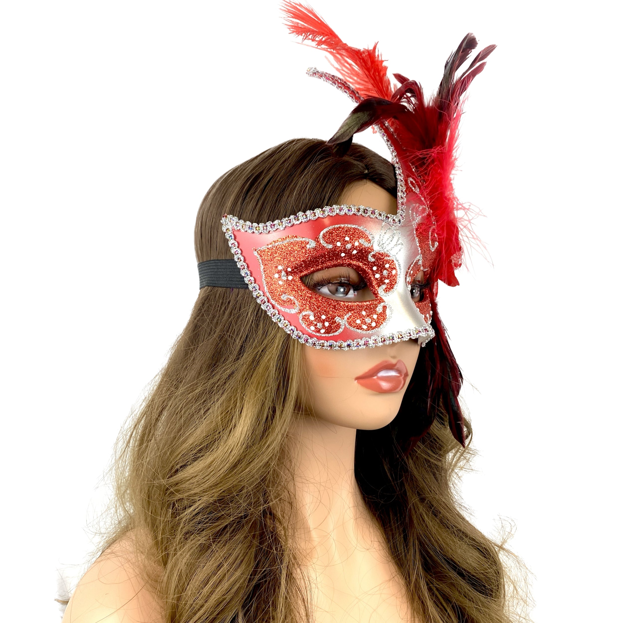 Women Costume Venetian Feather Masquerade Party Mask For Mardi Gras , Halloween