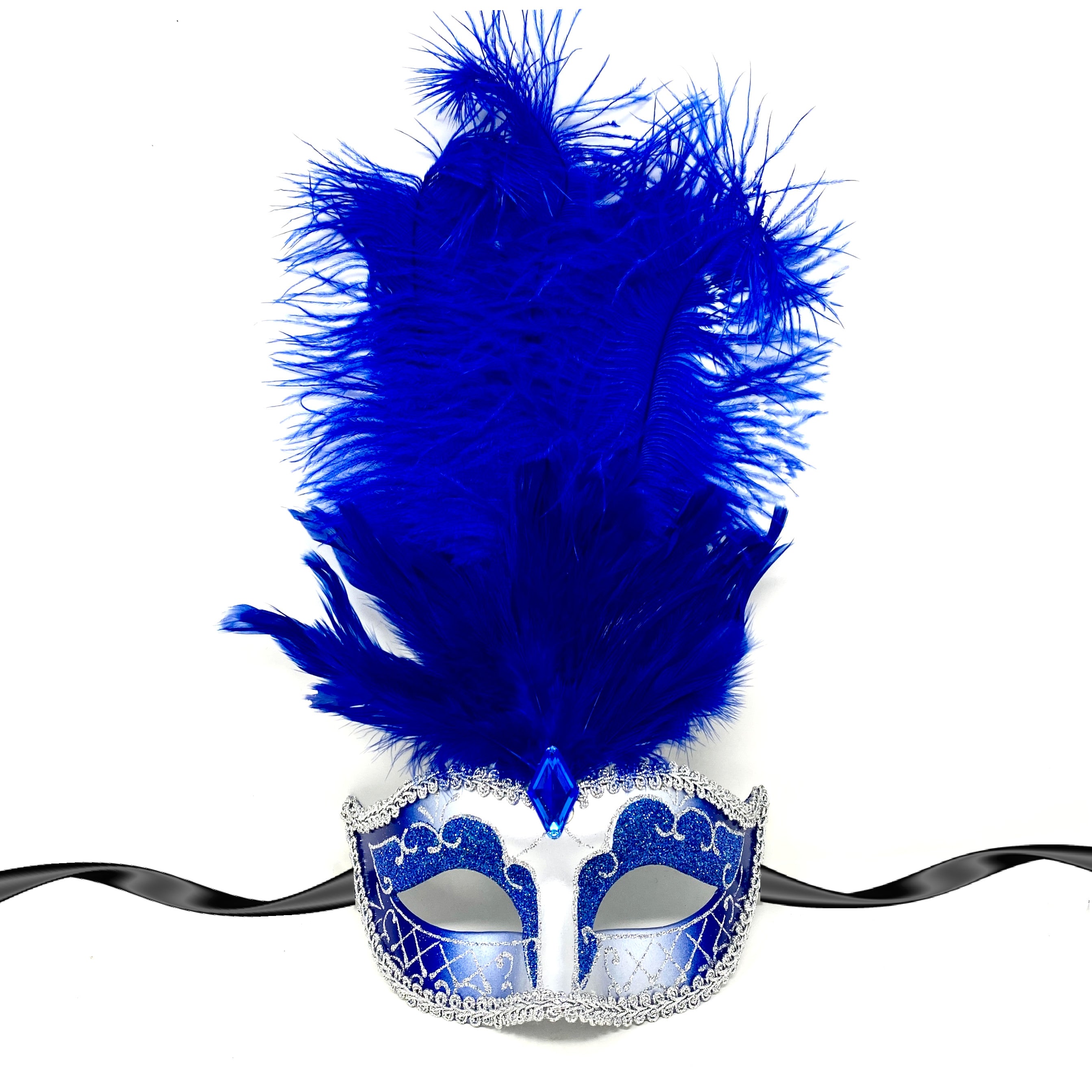 Women Costume Venetian Feather Masquerade Mask For Mardi Gras Party, Halloween