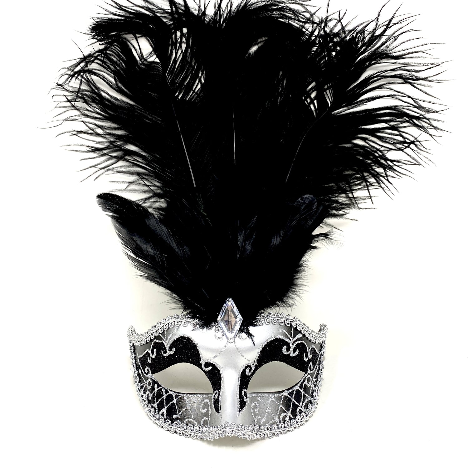Women Costume Venetian Feather Masquerade Mask For Mardi Gras Party, Halloween
