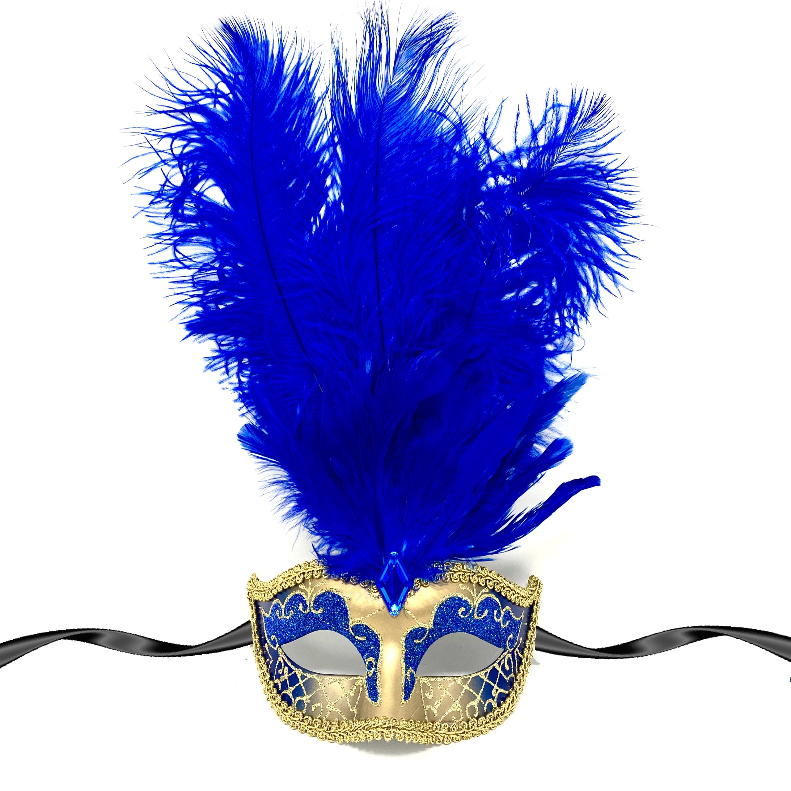 Women Costume Venetian Feather Masquerade Mask For Mardi Gras Party, Halloween
