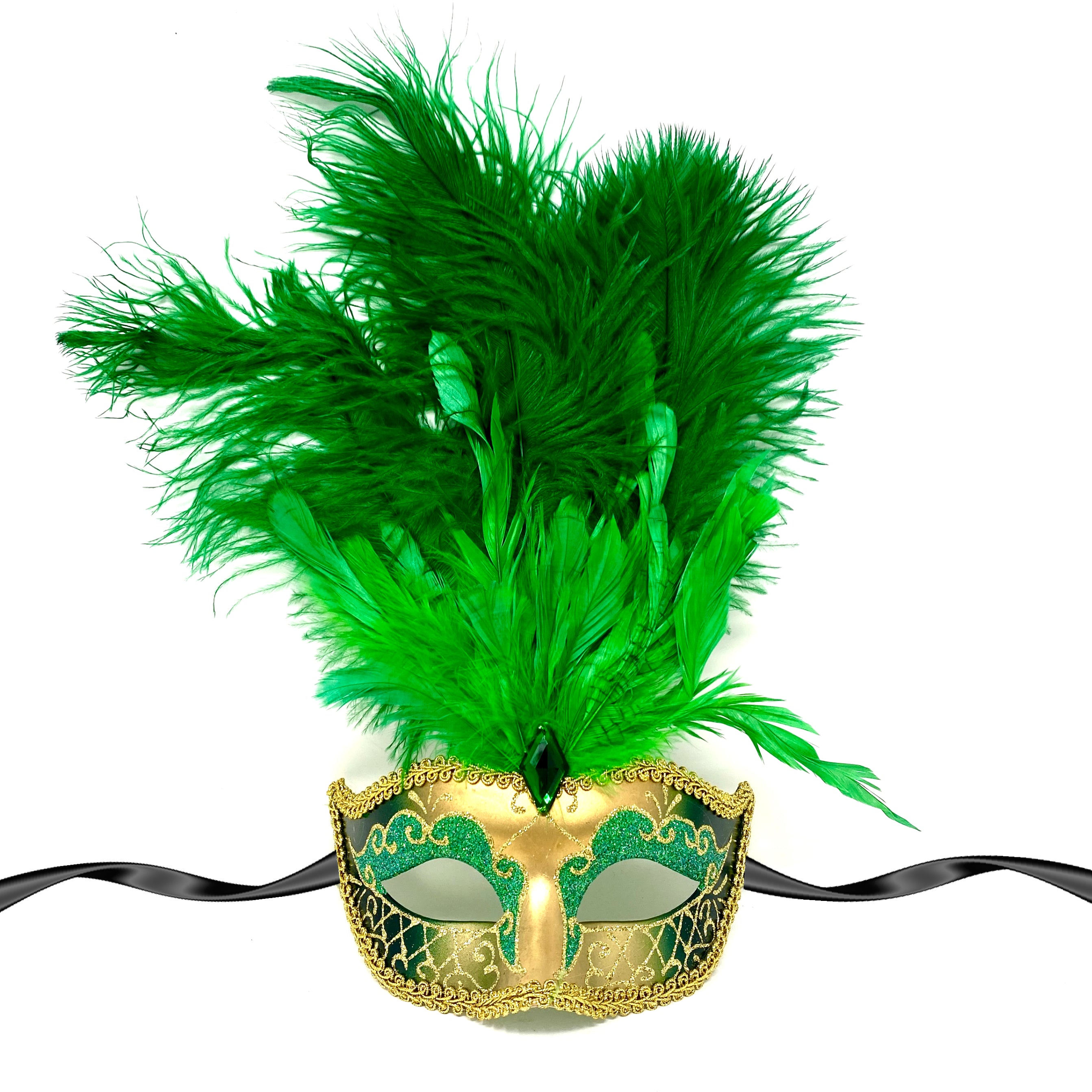 Women Costume Venetian Feather Masquerade Mask For Mardi Gras Party, Halloween