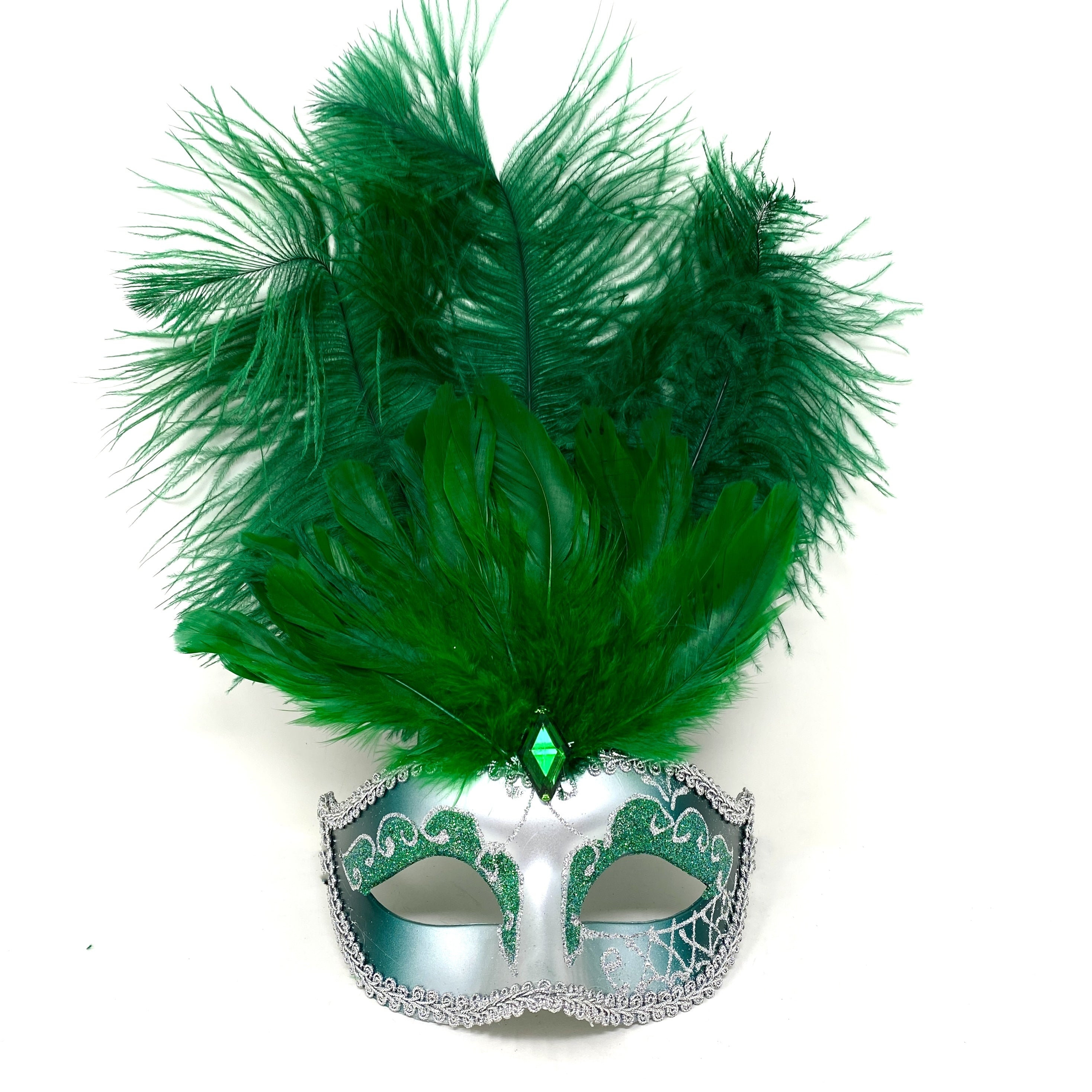 Women Costume Venetian Feather Masquerade Mask For Mardi Gras Party, Halloween
