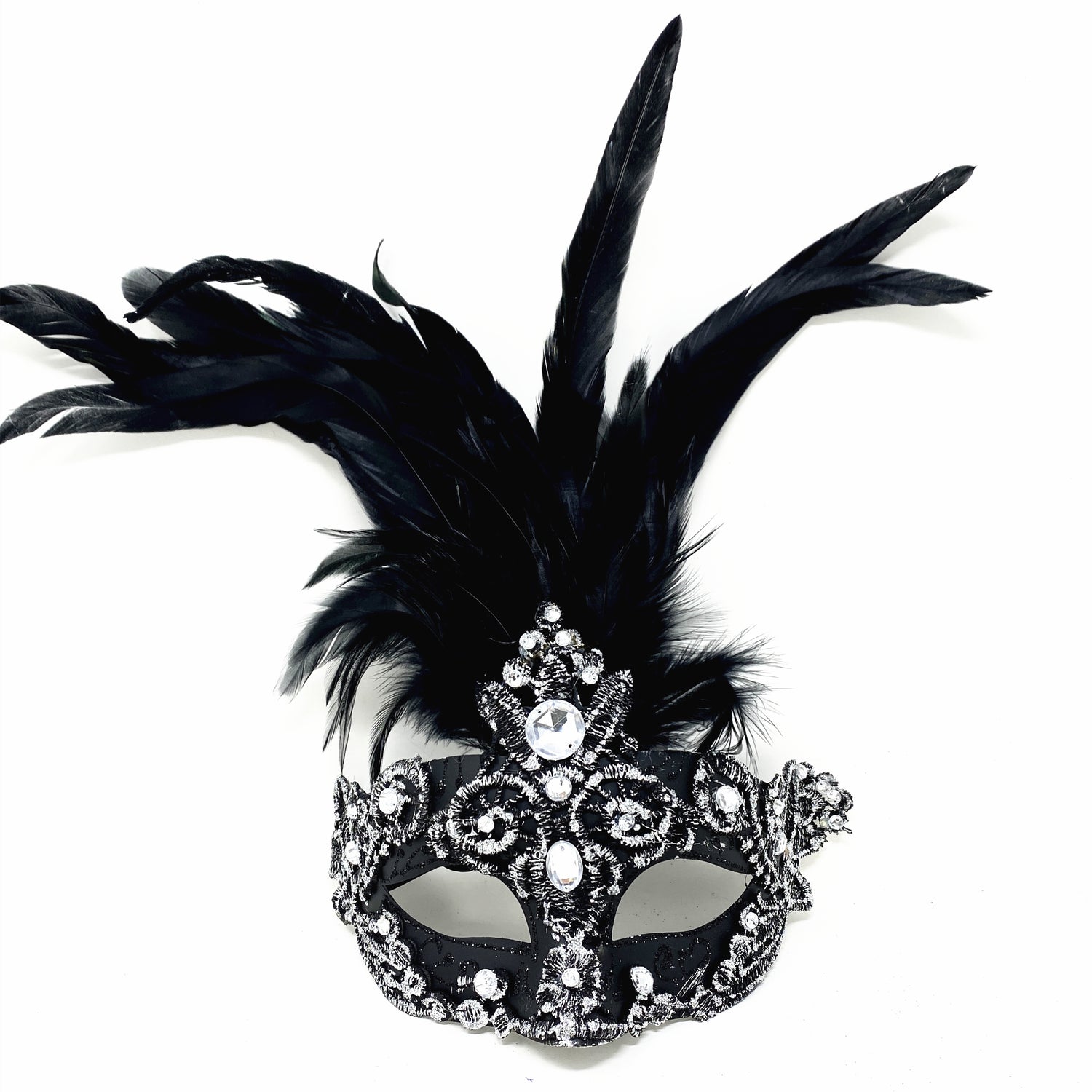Women Costume Venetian Feather Masquerade Mask For Mardi Gras Party, Halloween