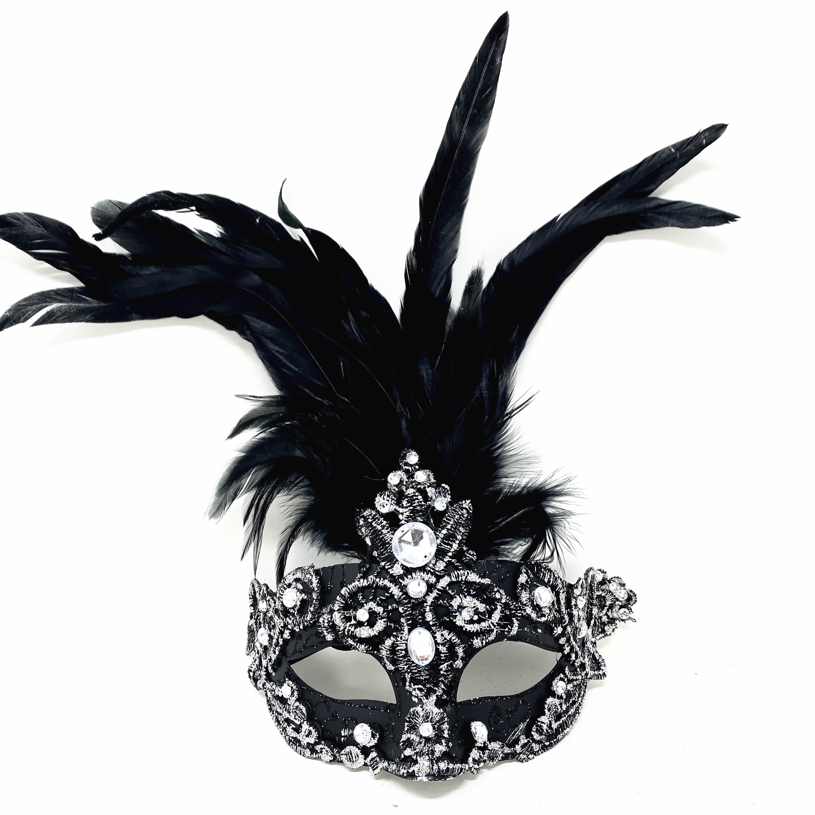 Women Costume Venetian Feather Masquerade Mask For Mardi Gras Party, Halloween