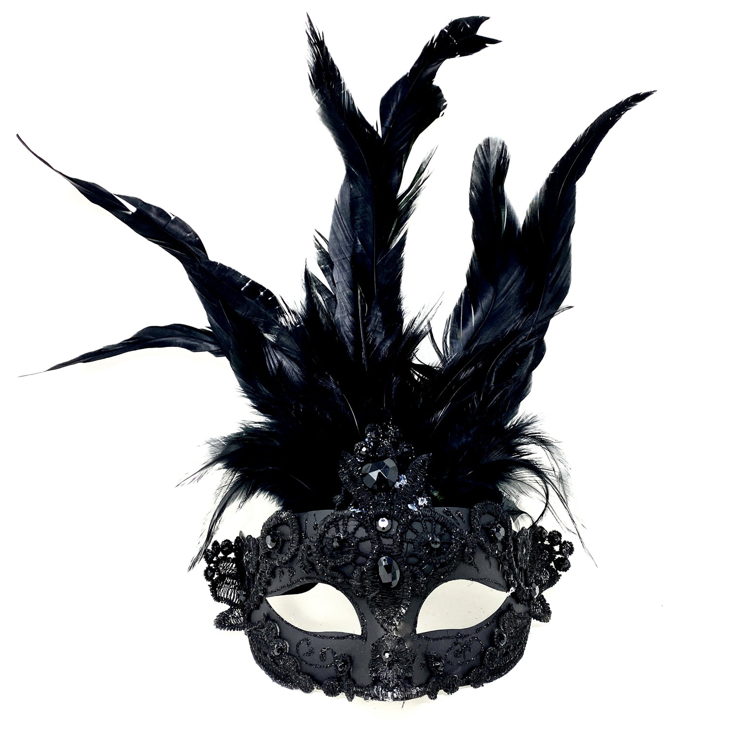 Women Costume Venetian Feather Masquerade Mask For Mardi Gras Party, Halloween