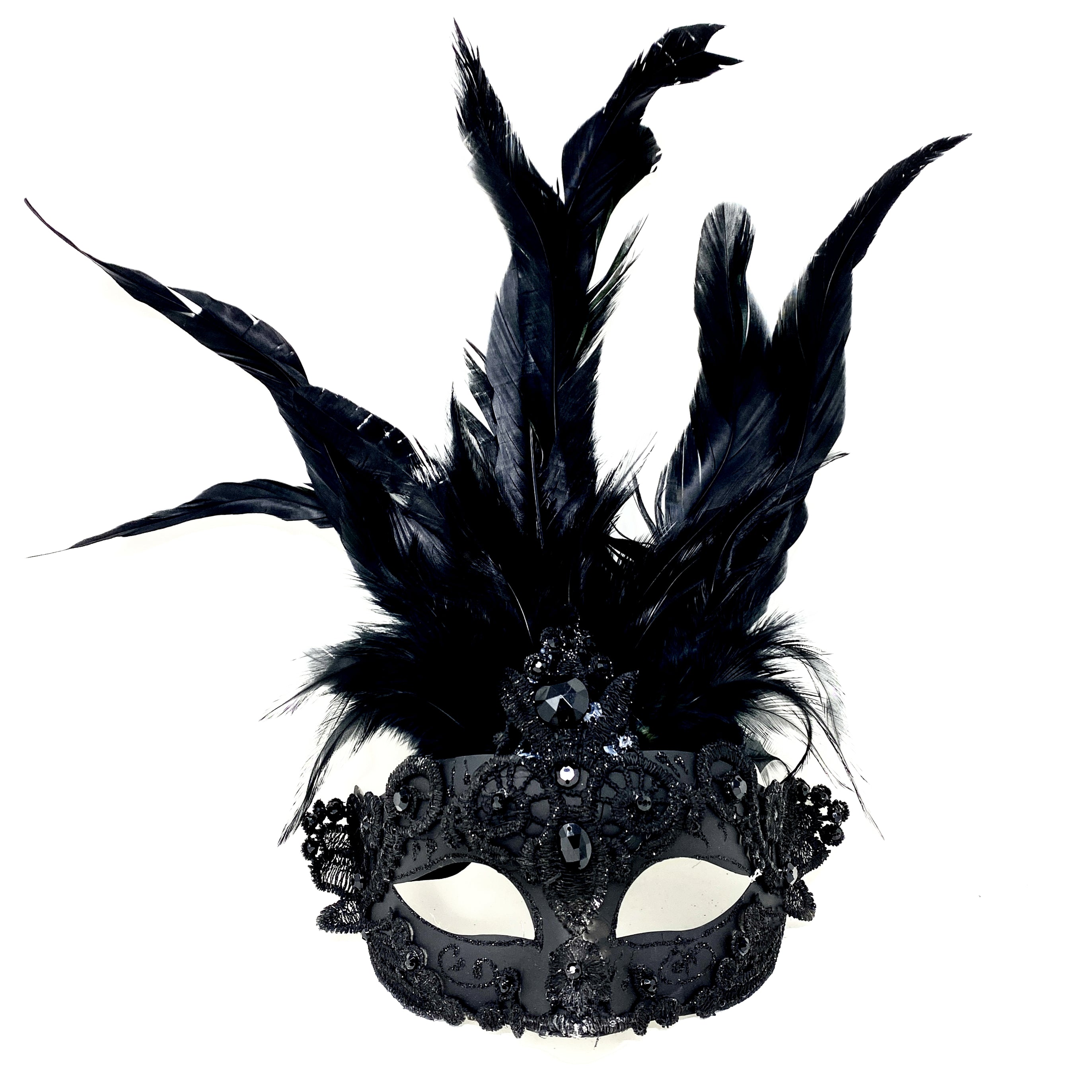Women Costume Venetian Feather Masquerade Mask For Mardi Gras Party, Halloween