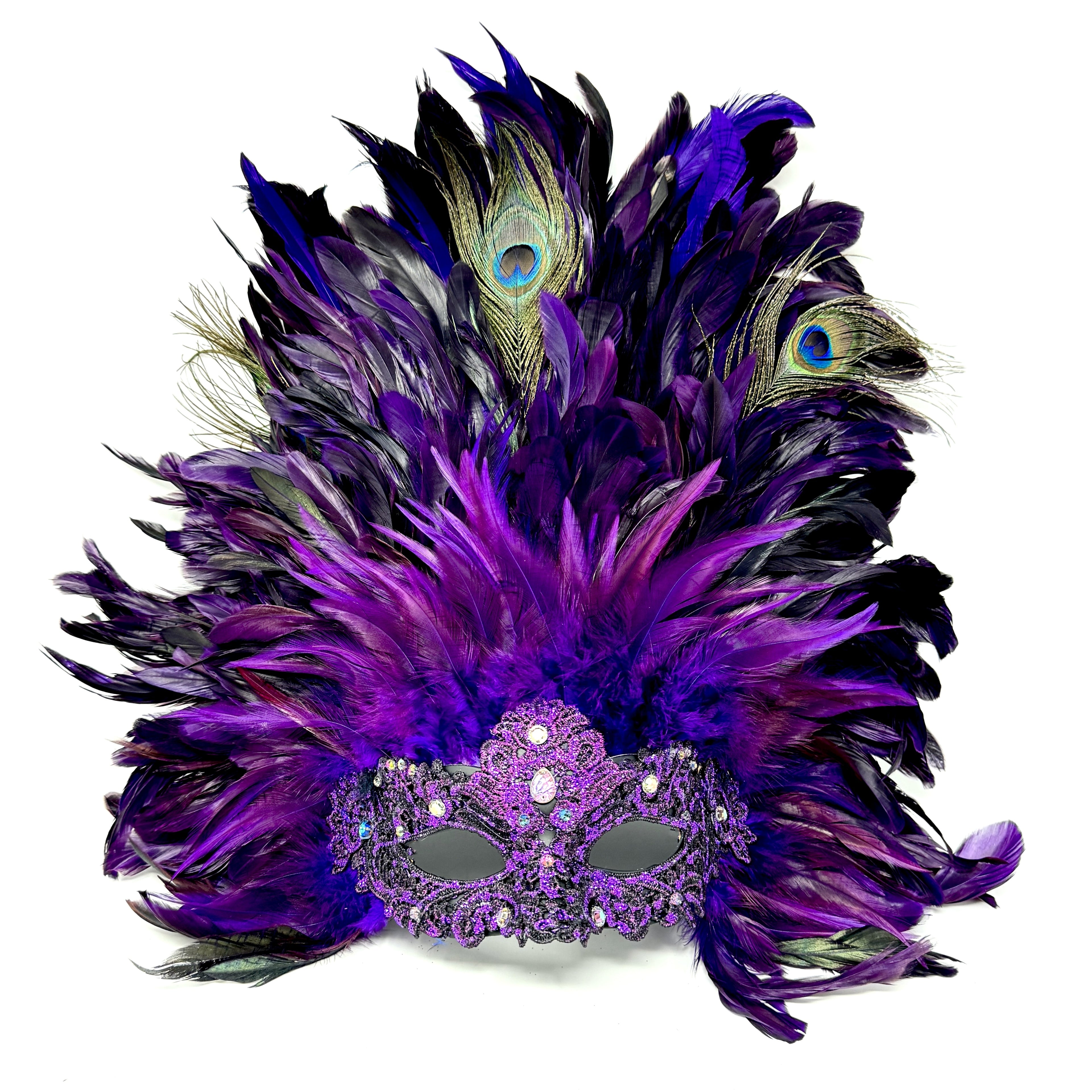 Women Costume Venetian Feather Masquerade Mask For Mardi Gras Party, Halloween, Christmas