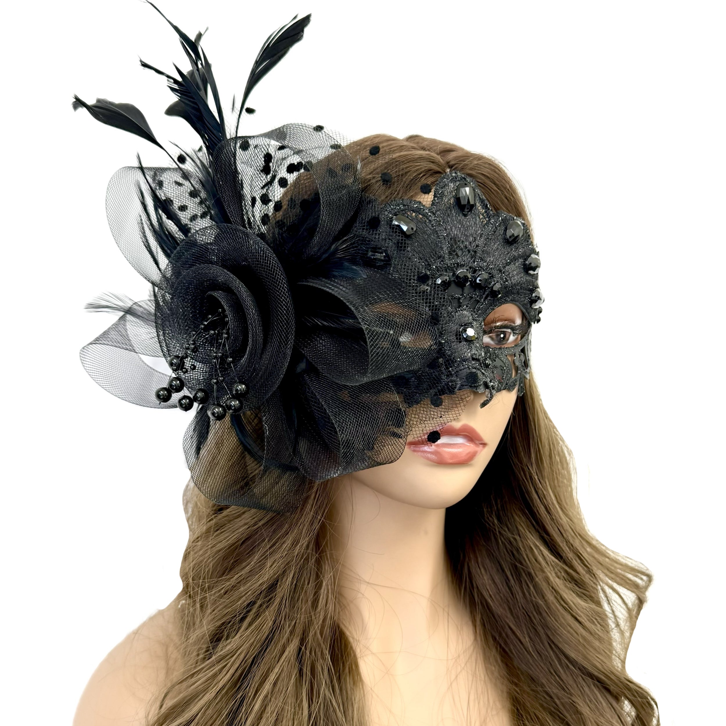 Couples Masquerade Masks, Men Women Venetian Feather Mask For Mardi Gras Cosplay Wedding Graduation Party