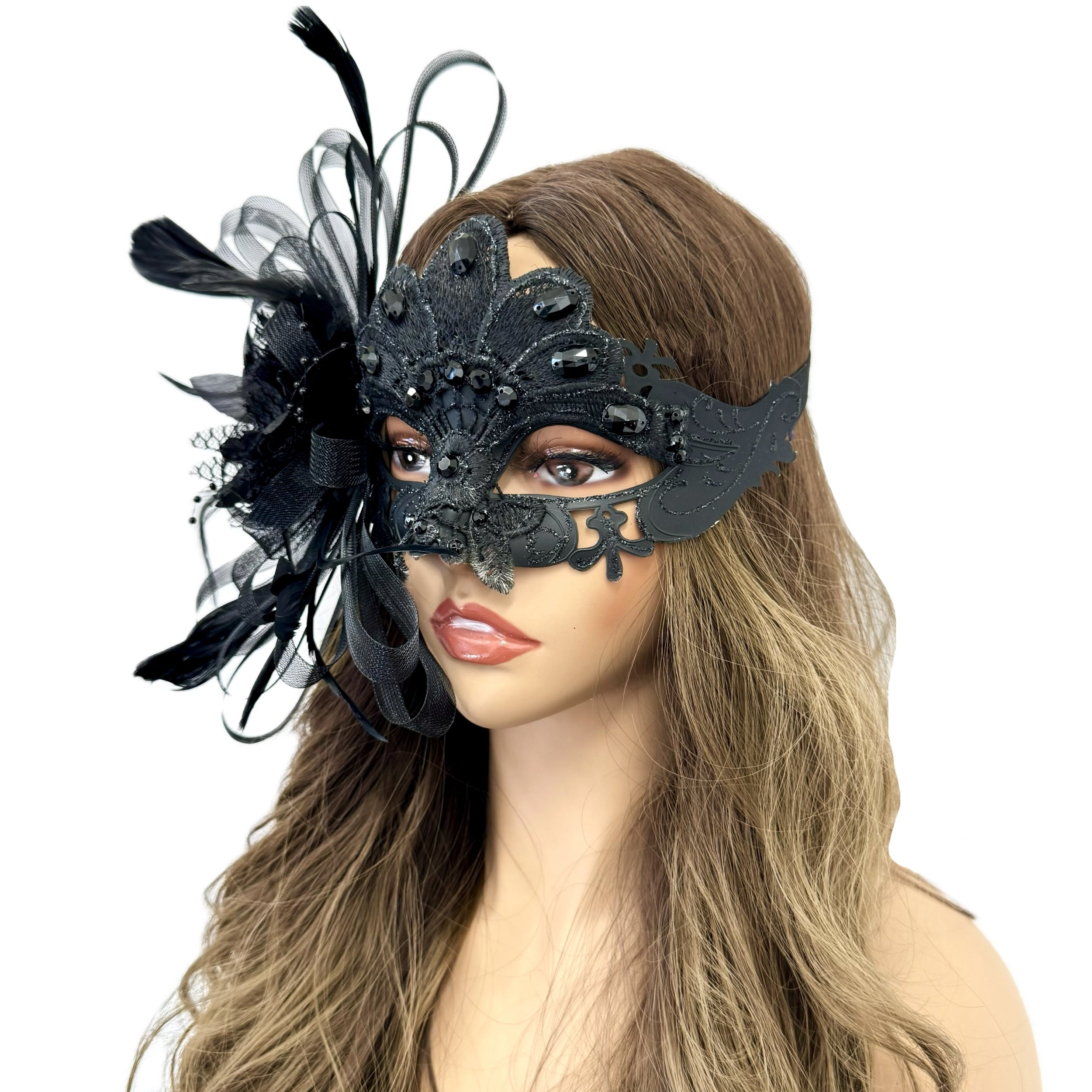 Couples Masquerade Masks, Men Women Venetian Feather Mask For Mardi Gras Cosplay Wedding Graduation Party