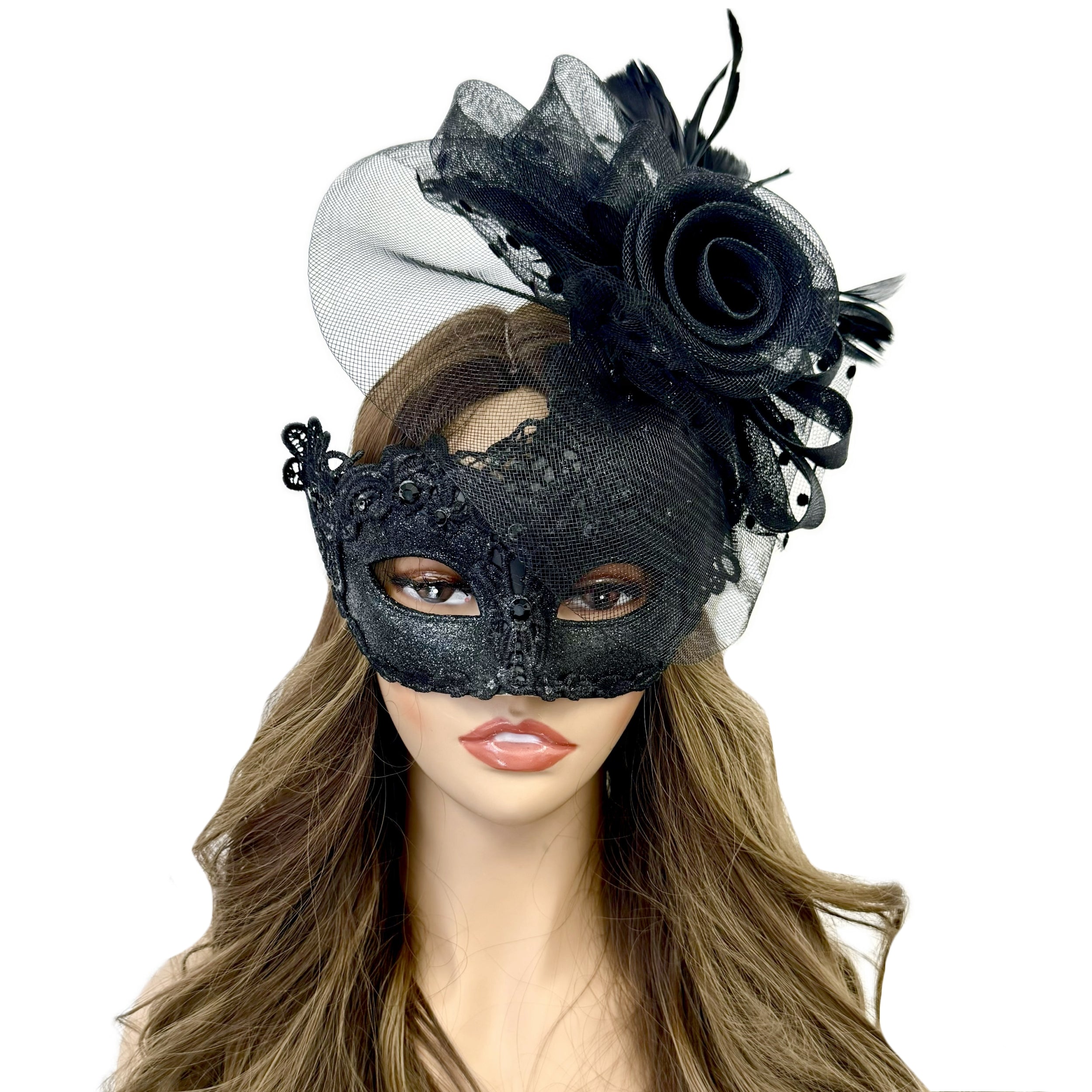 Couples Masquerade Masks, Men Women Venetian Feather Mask For Mardi Gras Cosplay Wedding Graduation Party