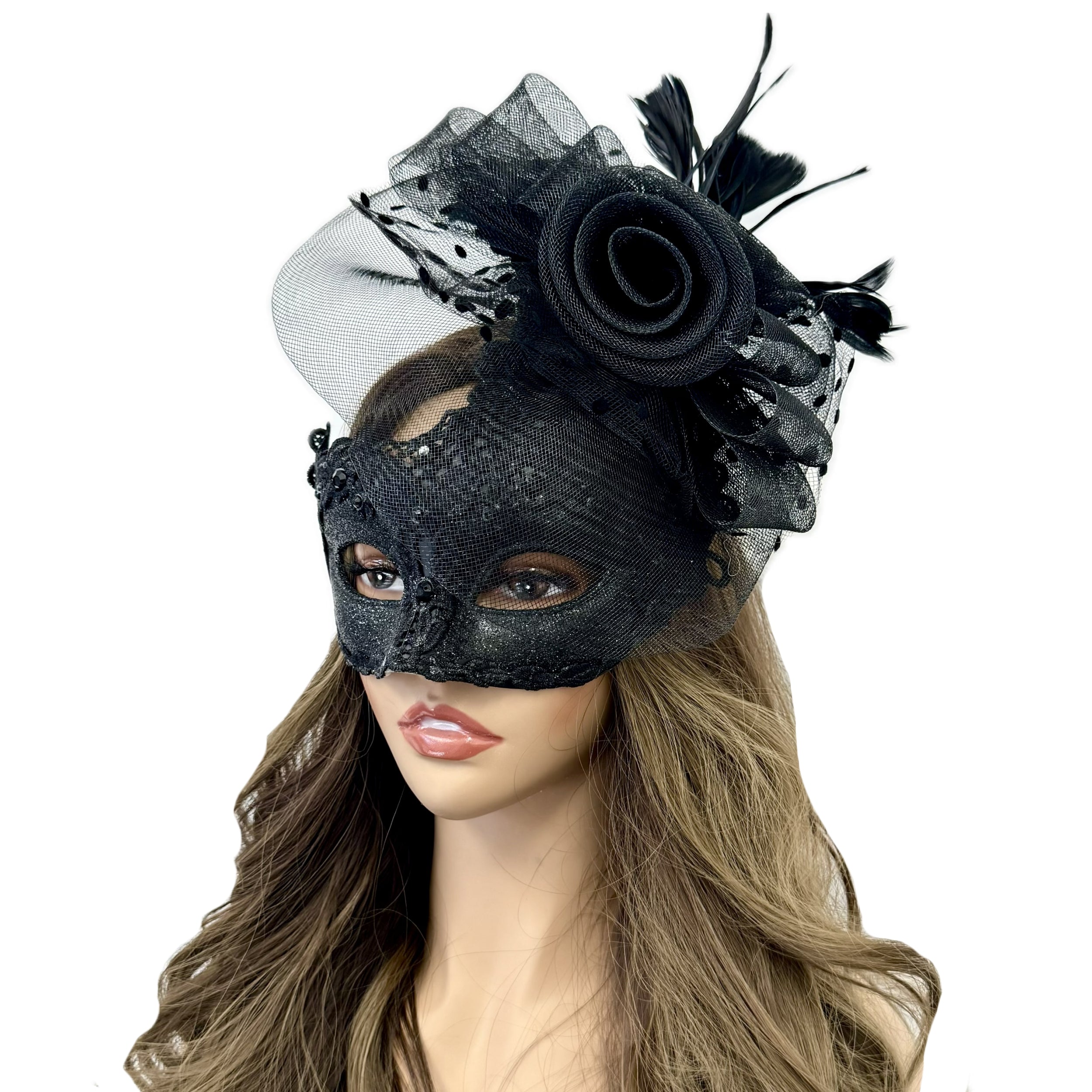 Couples Masquerade Masks, Men Women Venetian Feather Mask For Mardi Gras Cosplay Wedding Graduation Party