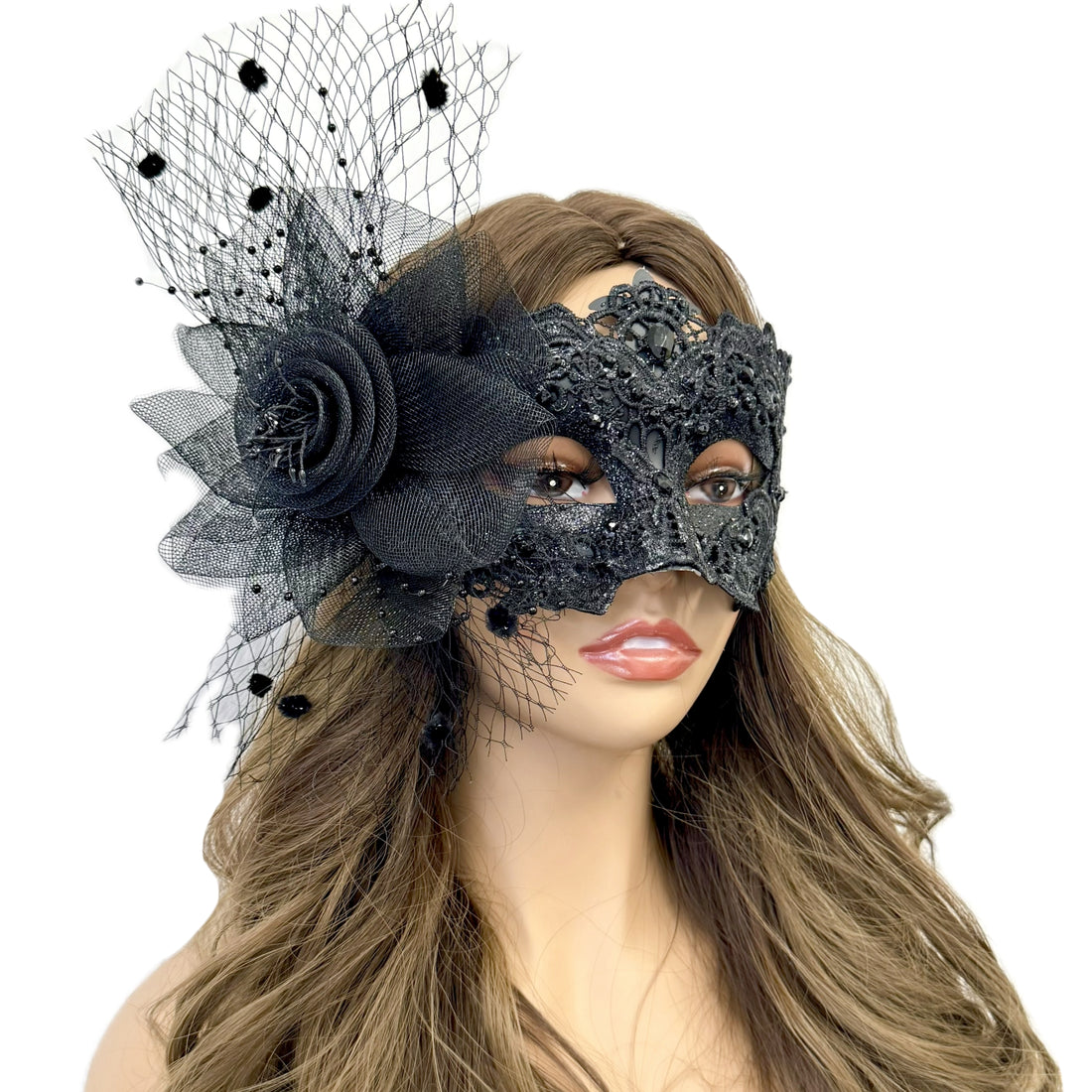 Black Women Masquerade Mask Costume Venetian Feather Masks For Mardi Gras Party, Halloween