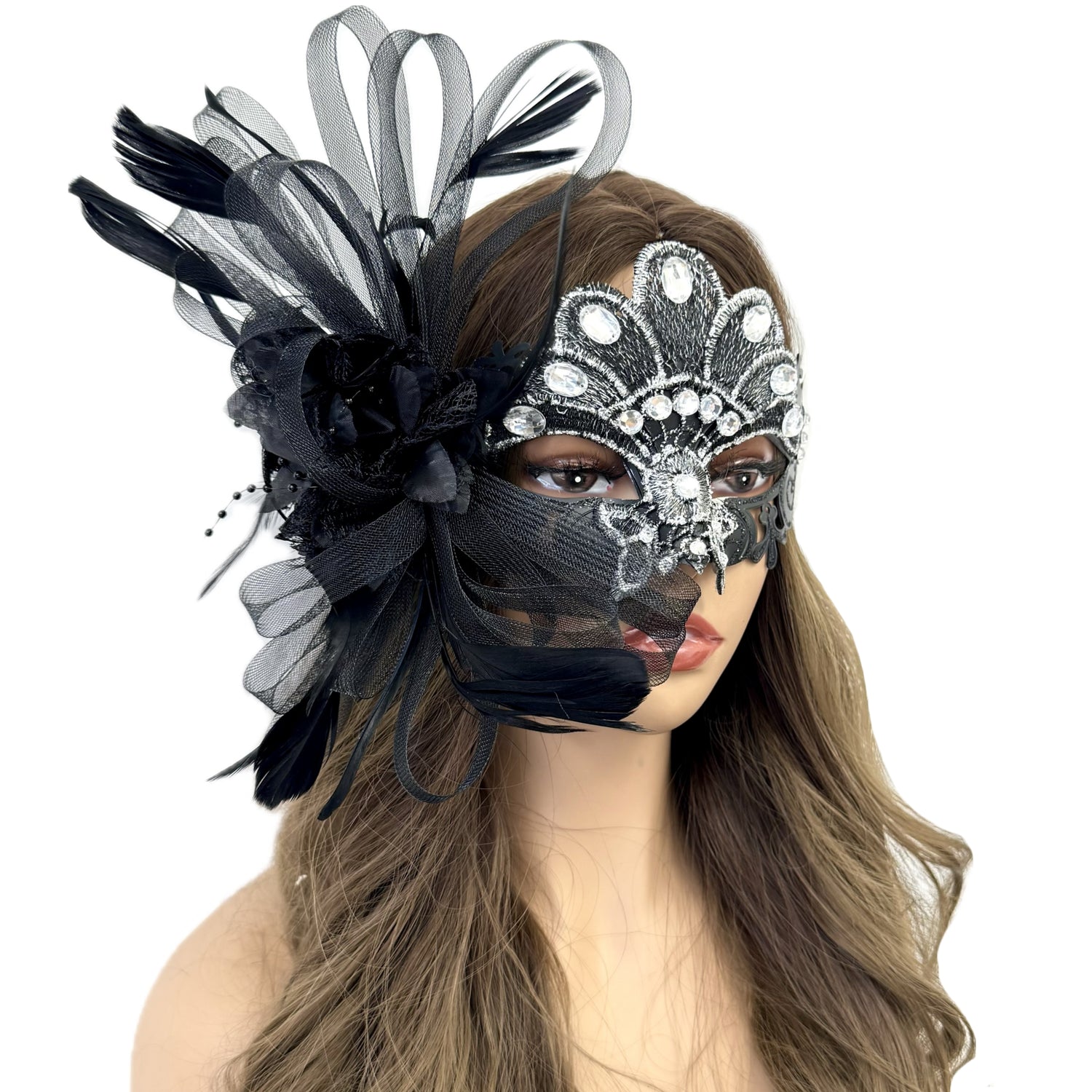 Women Costume Feather Eye Mask Masquerade Party Ball Masks For Halloween Mardi Gras