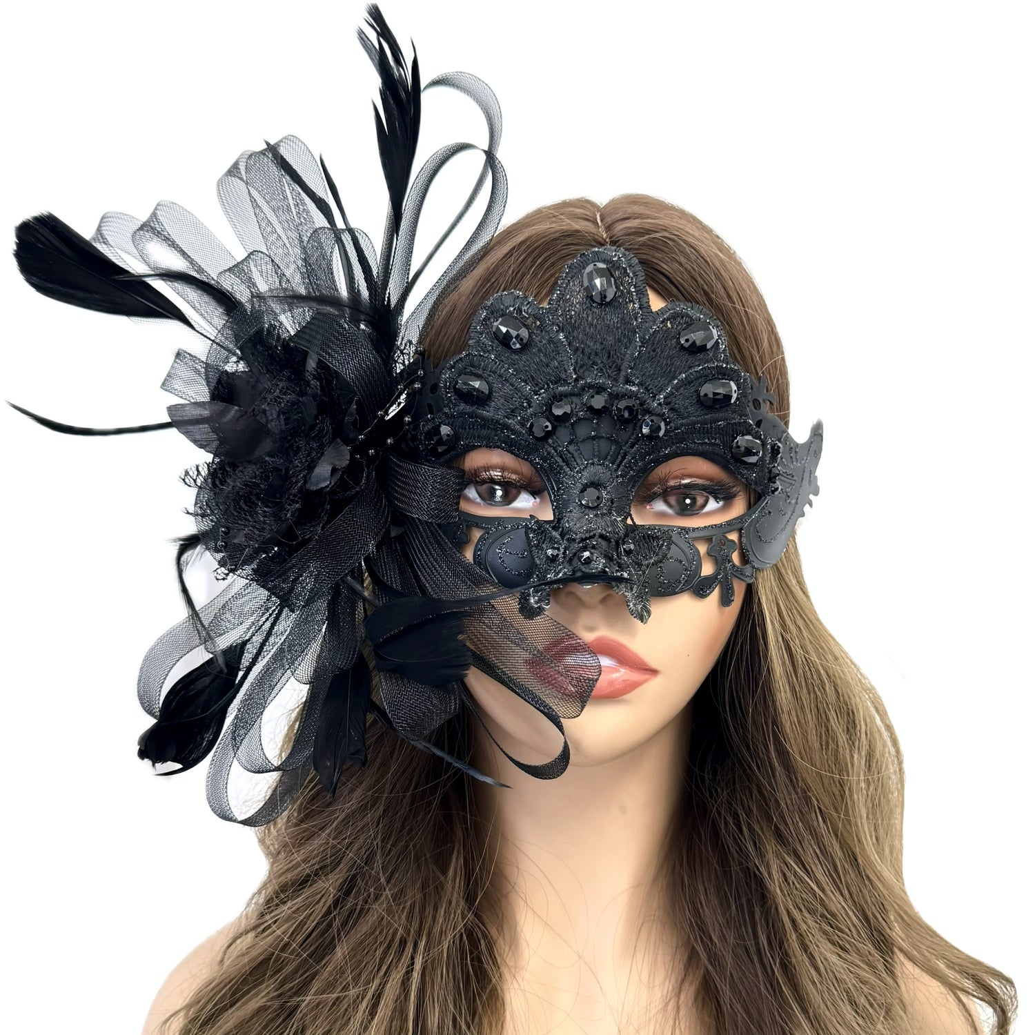 Women Costume Feather Eye Mask Masquerade Party Ball Masks For Halloween Mardi Gras