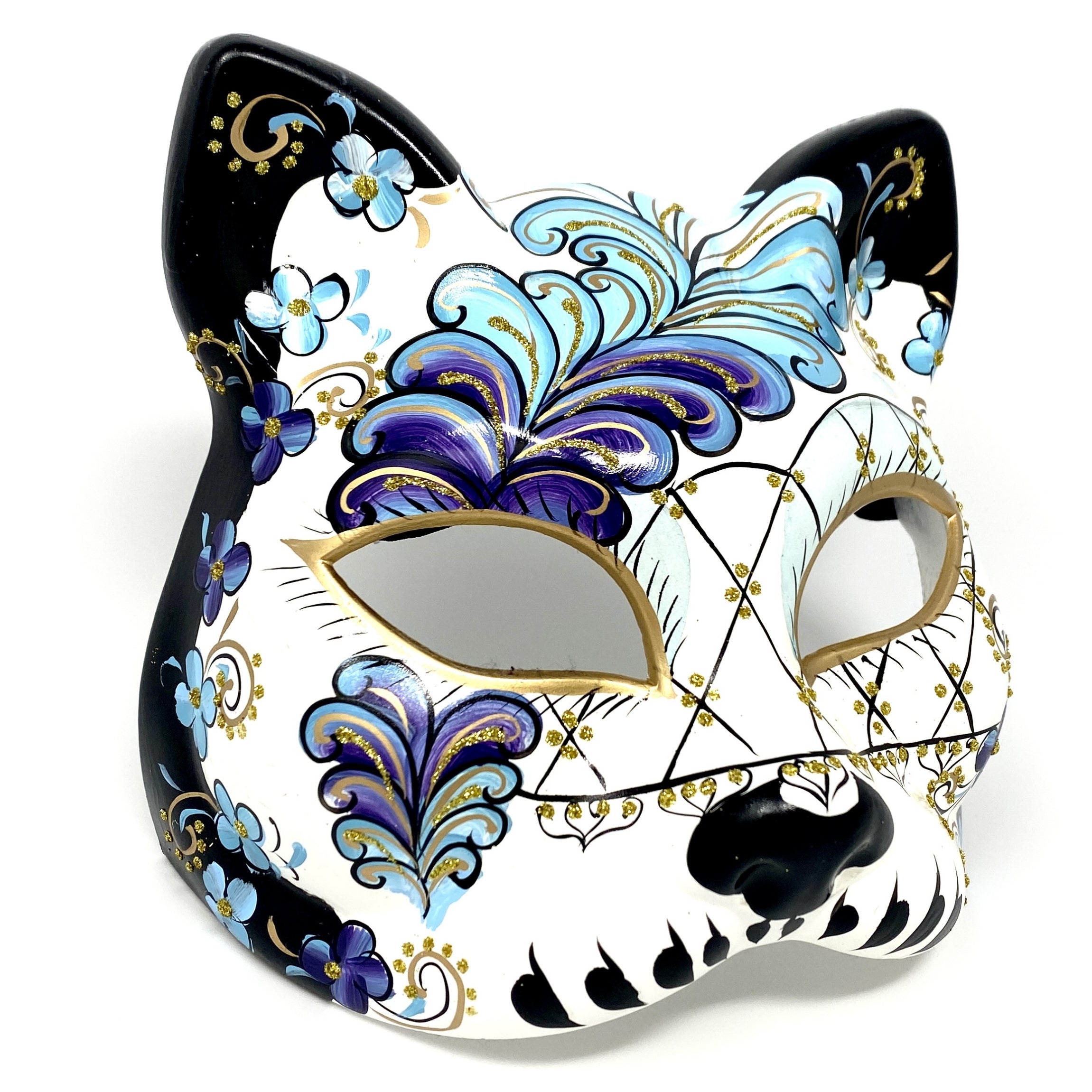 Cat Women Masquerade Party Ball Face Masks - Light Blue