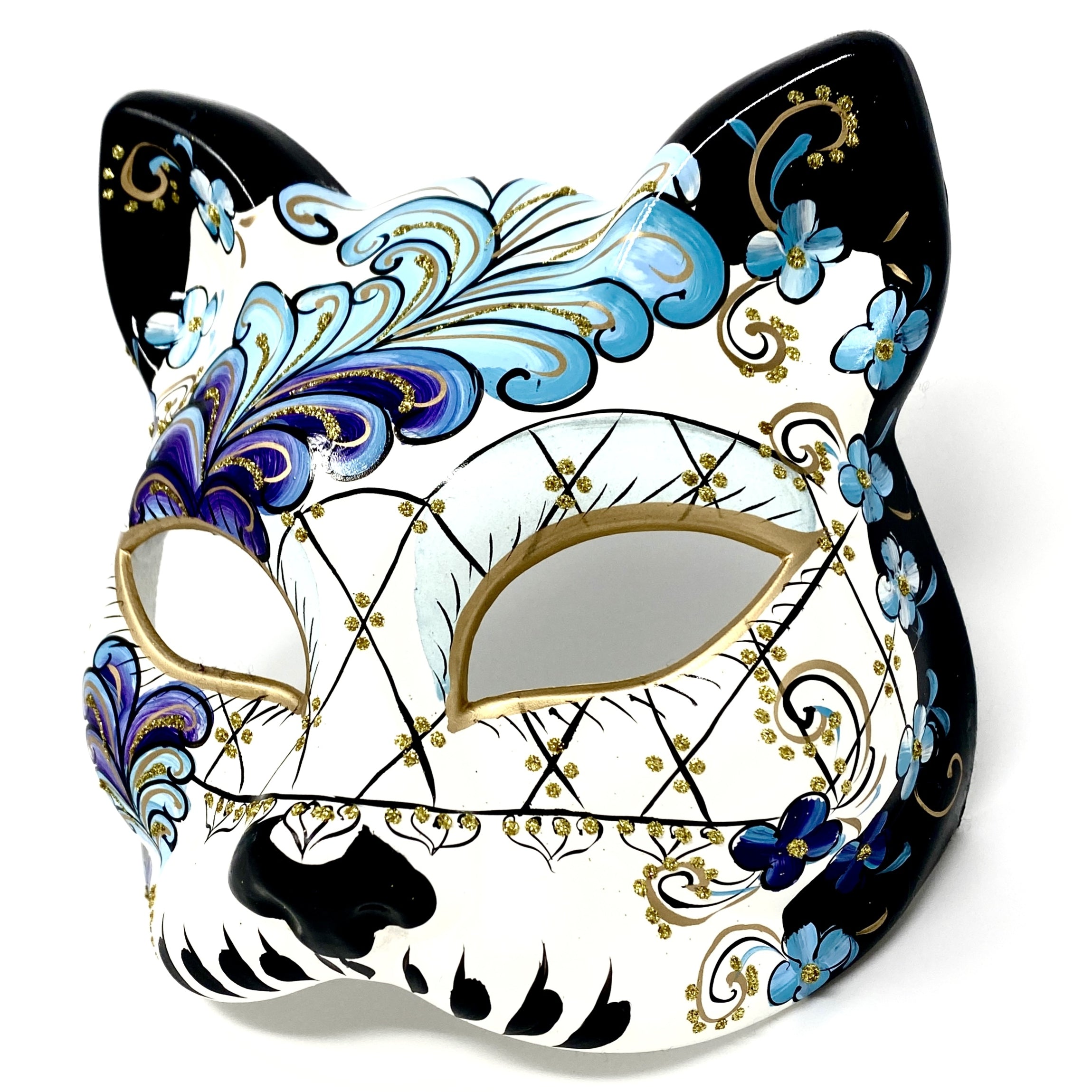 Cat Women Masquerade Party Ball Face Masks - Light Blue