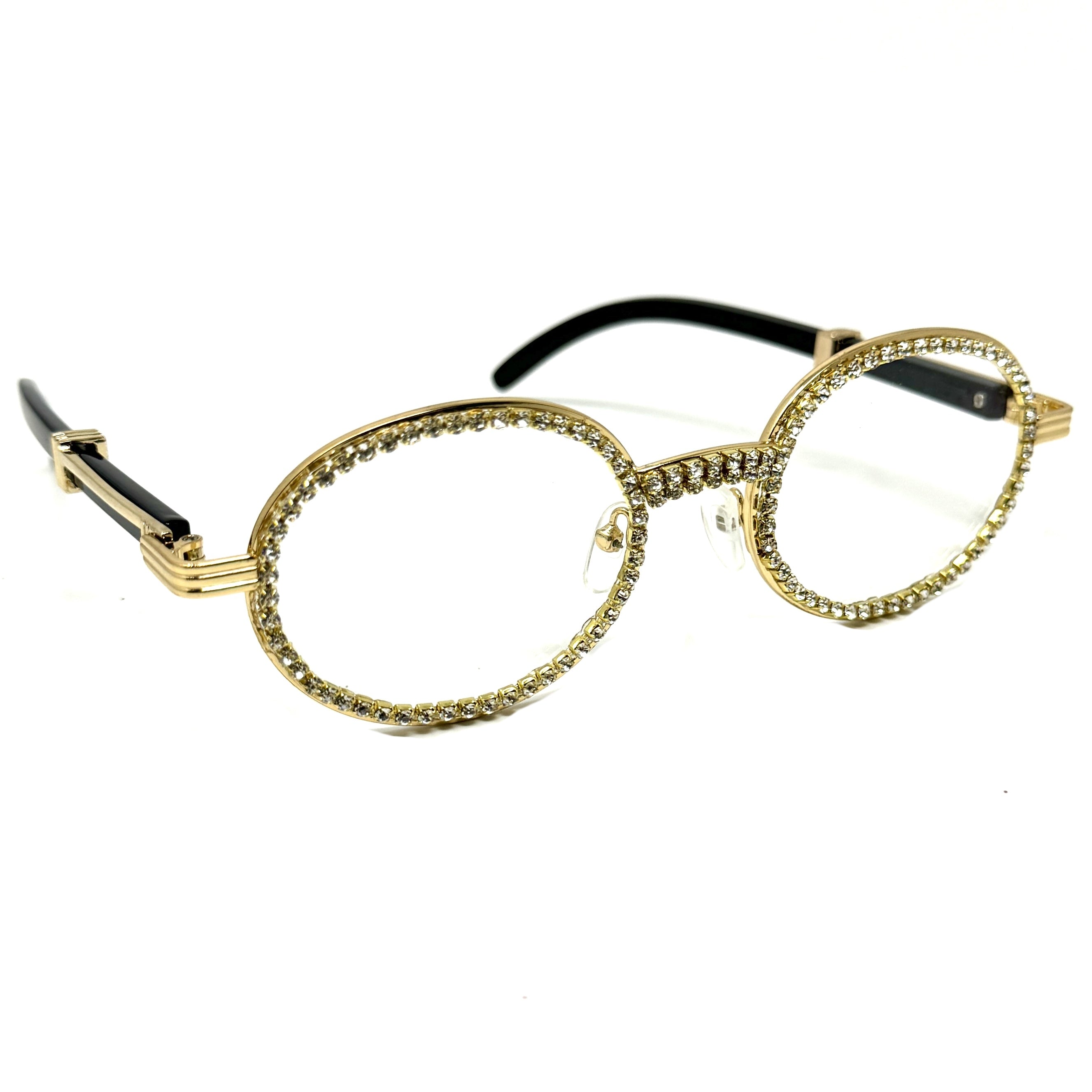 Costume Cosplay Masquerade Halloween Disco Party Clear Oval Rhinestone Sunglasses