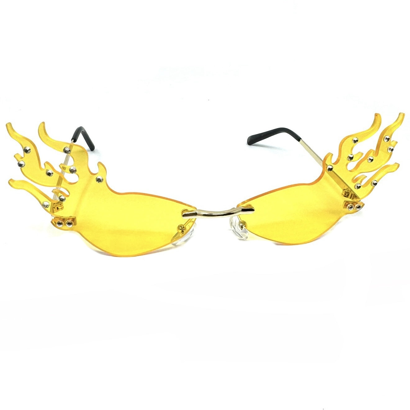 Costume Cosplay Masquerade Halloween Disco Party Gold Flame Sunglasses